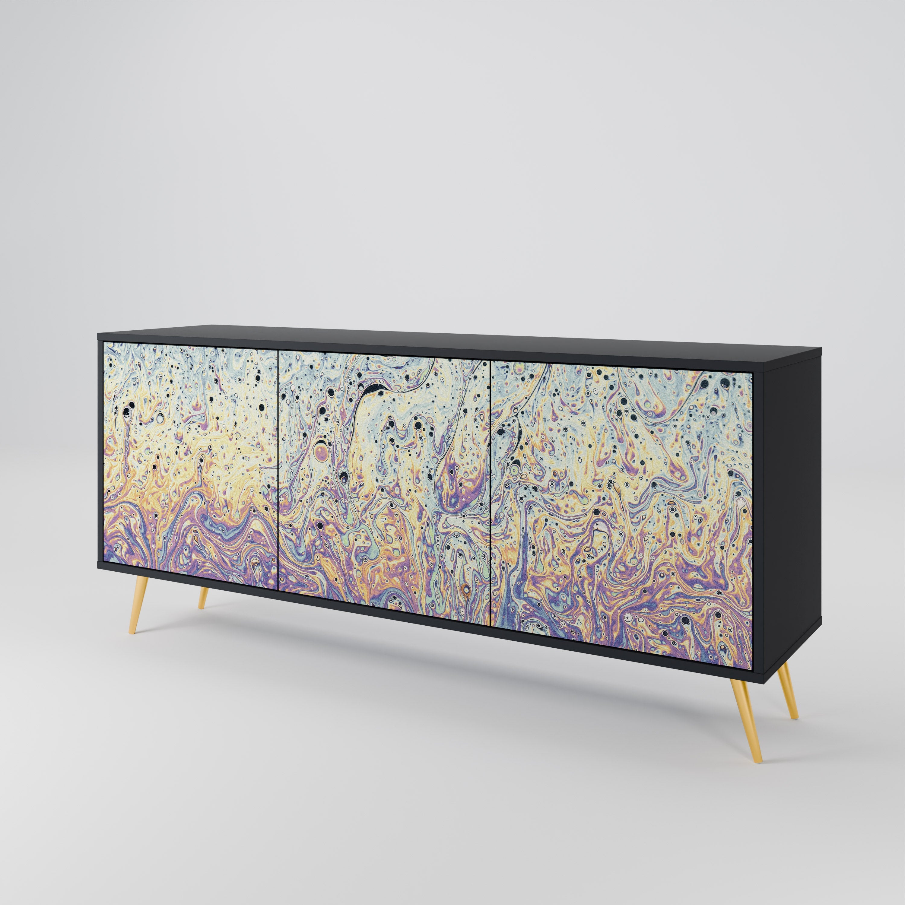 MOSAIC OF COLORS 3-Door Sideboard in Black Finish