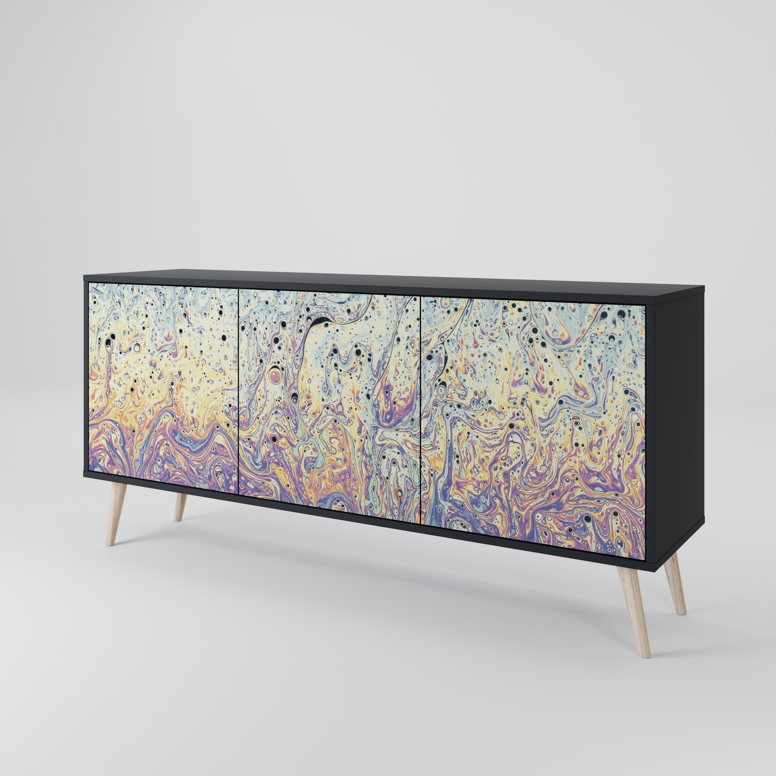 MOSAIC OF COLORS 3-Door Sideboard in Black Finish