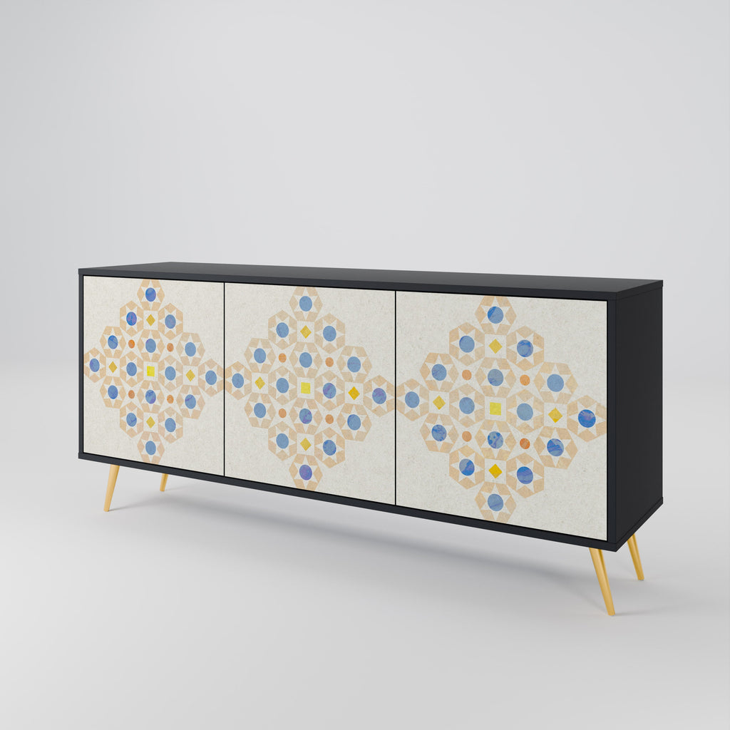 PATTERNED PRISM 3-Door Sideboard in Black Finish