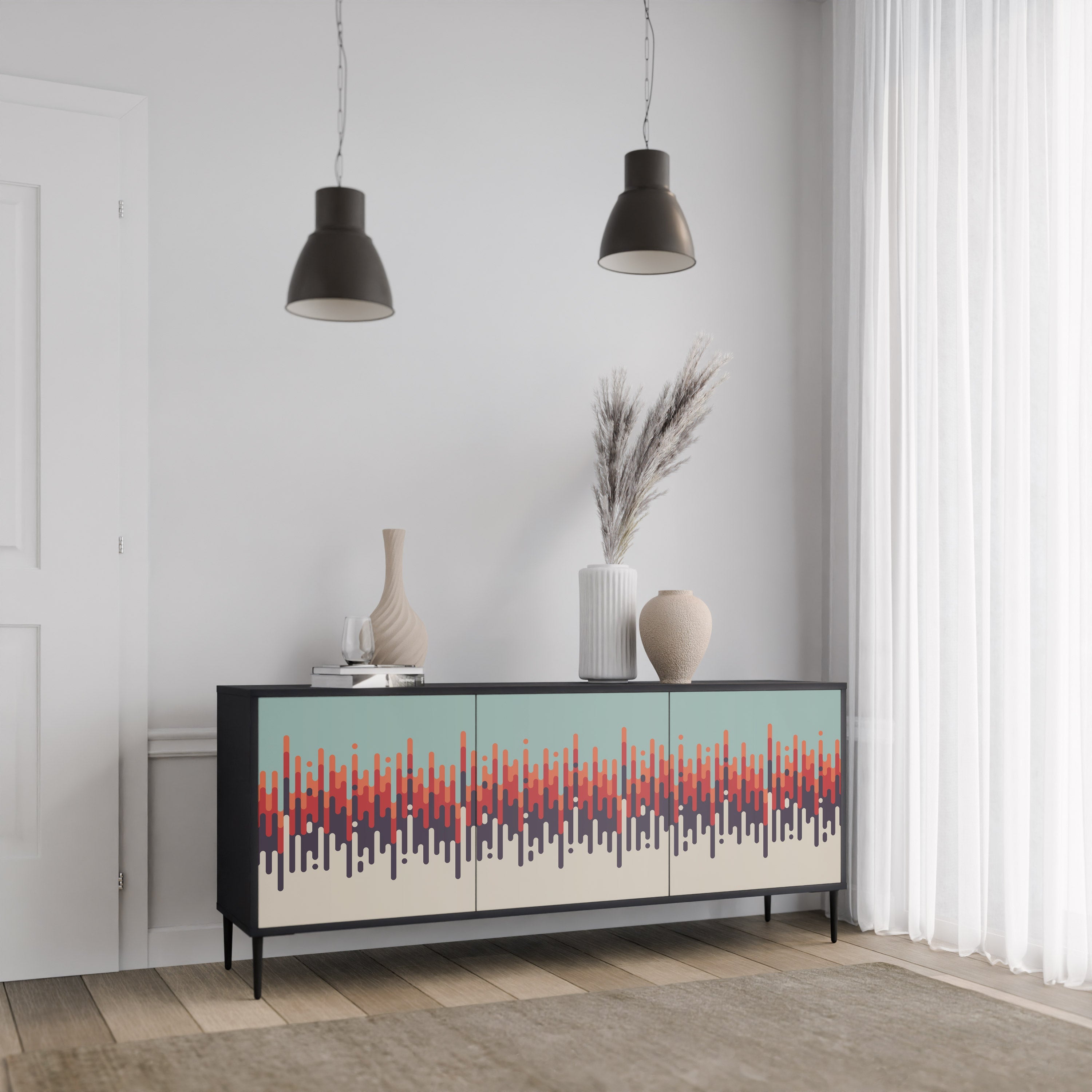 CHROMA CONTOURS 3-Door Sideboard in Black Finish