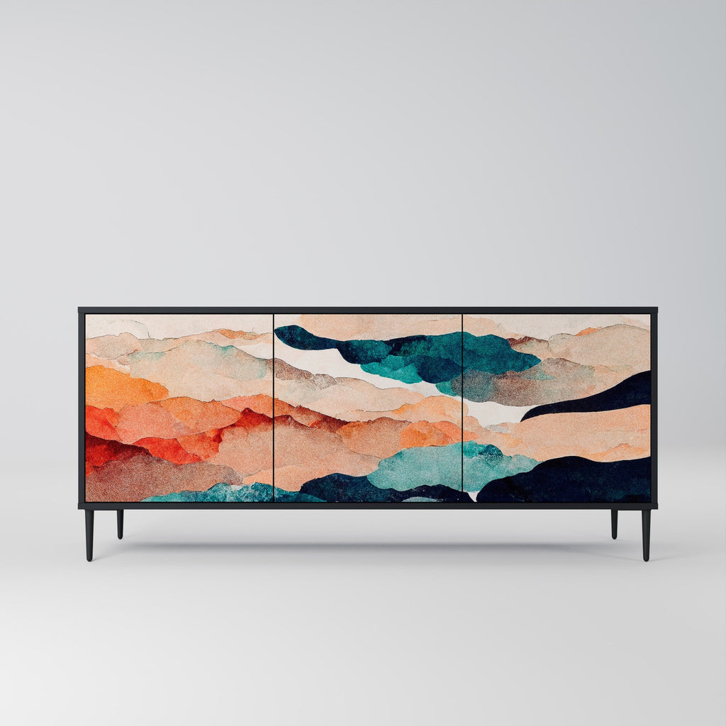 Μπουφές ABSTRACT LANDSCAPE με 3 πόρτες σε μαύρο φινίρισμα
