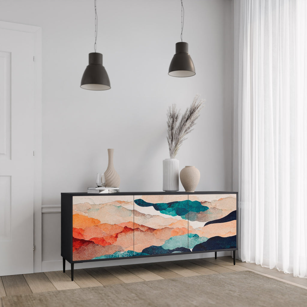 Μπουφές ABSTRACT LANDSCAPE με 3 πόρτες σε μαύρο φινίρισμα