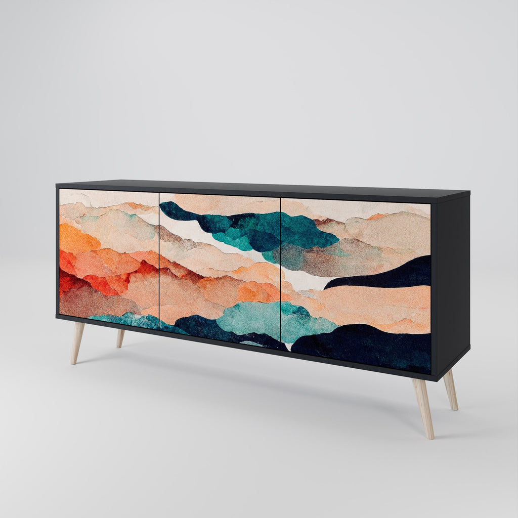 Μπουφές ABSTRACT LANDSCAPE με 3 πόρτες σε μαύρο φινίρισμα