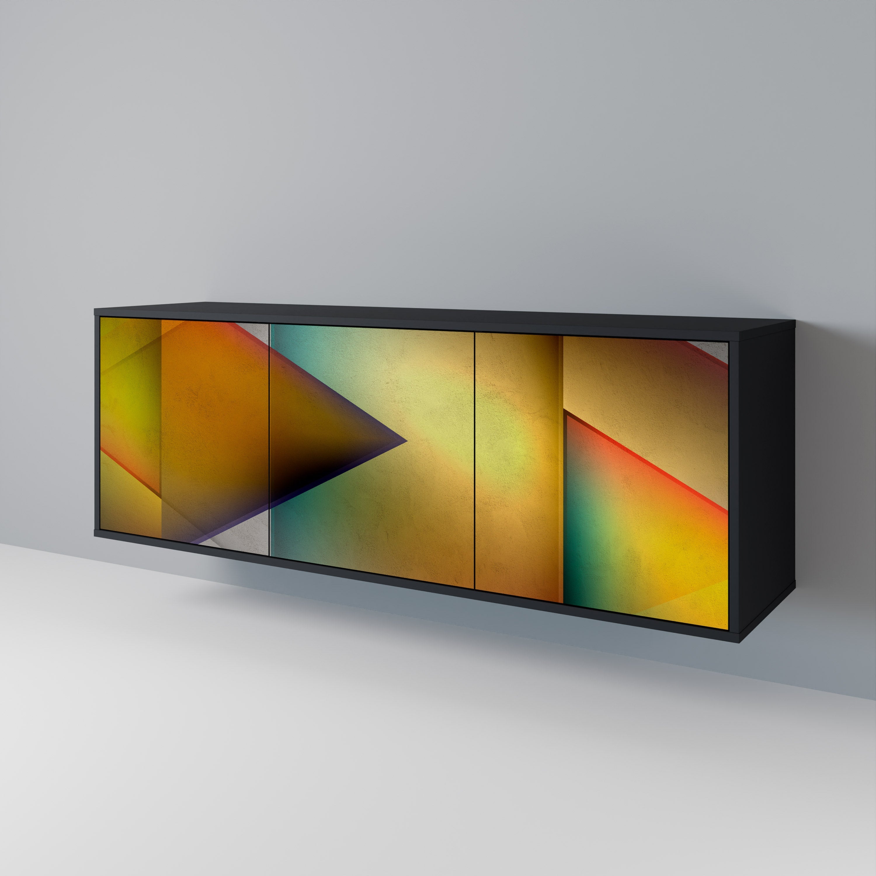 PIERCING SHARPNESS 3-Door Sideboard in Black Finish