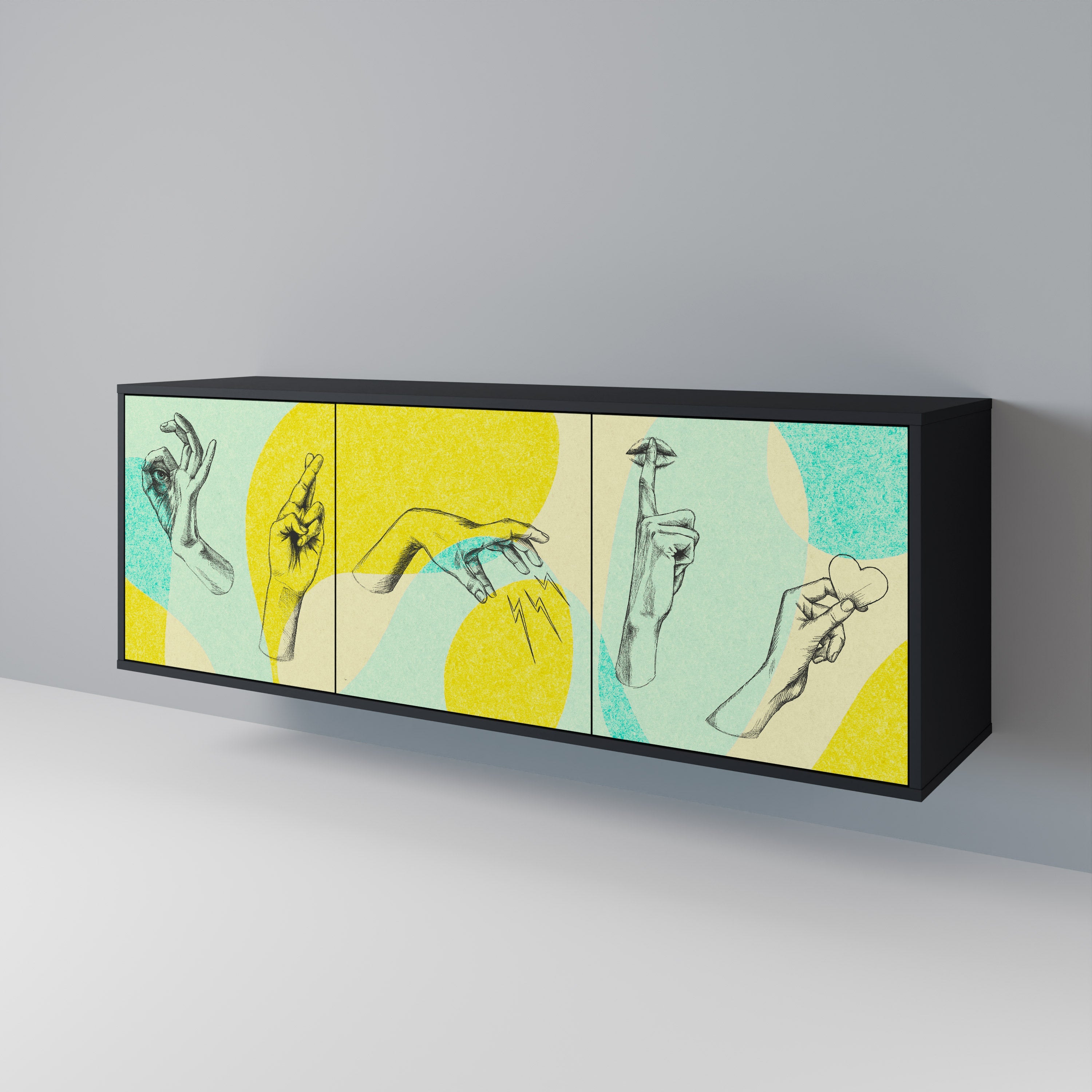 BODY LANGUAGE 3-Door Sideboard in Black Finish