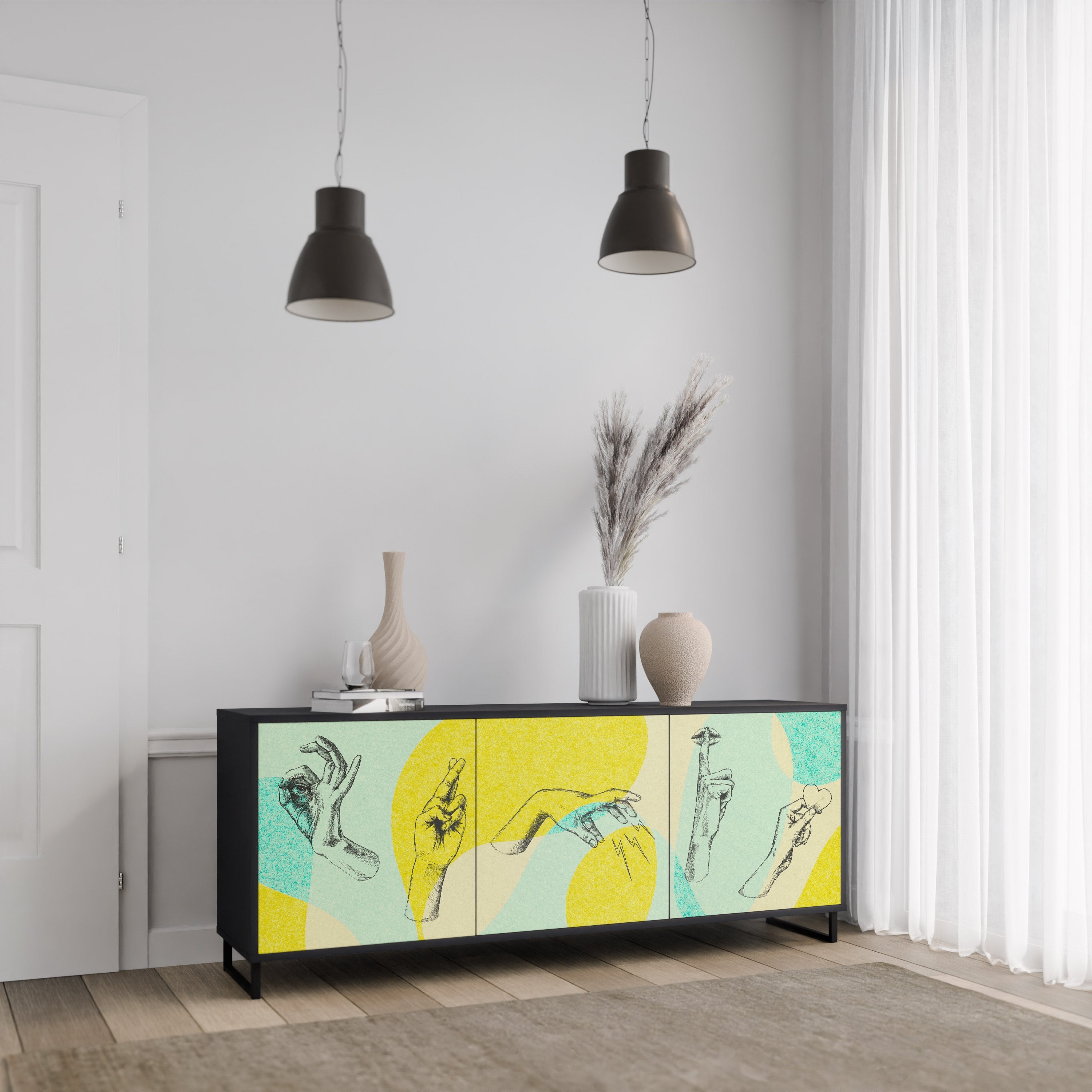 BODY LANGUAGE 3-Door Sideboard in Black Finish