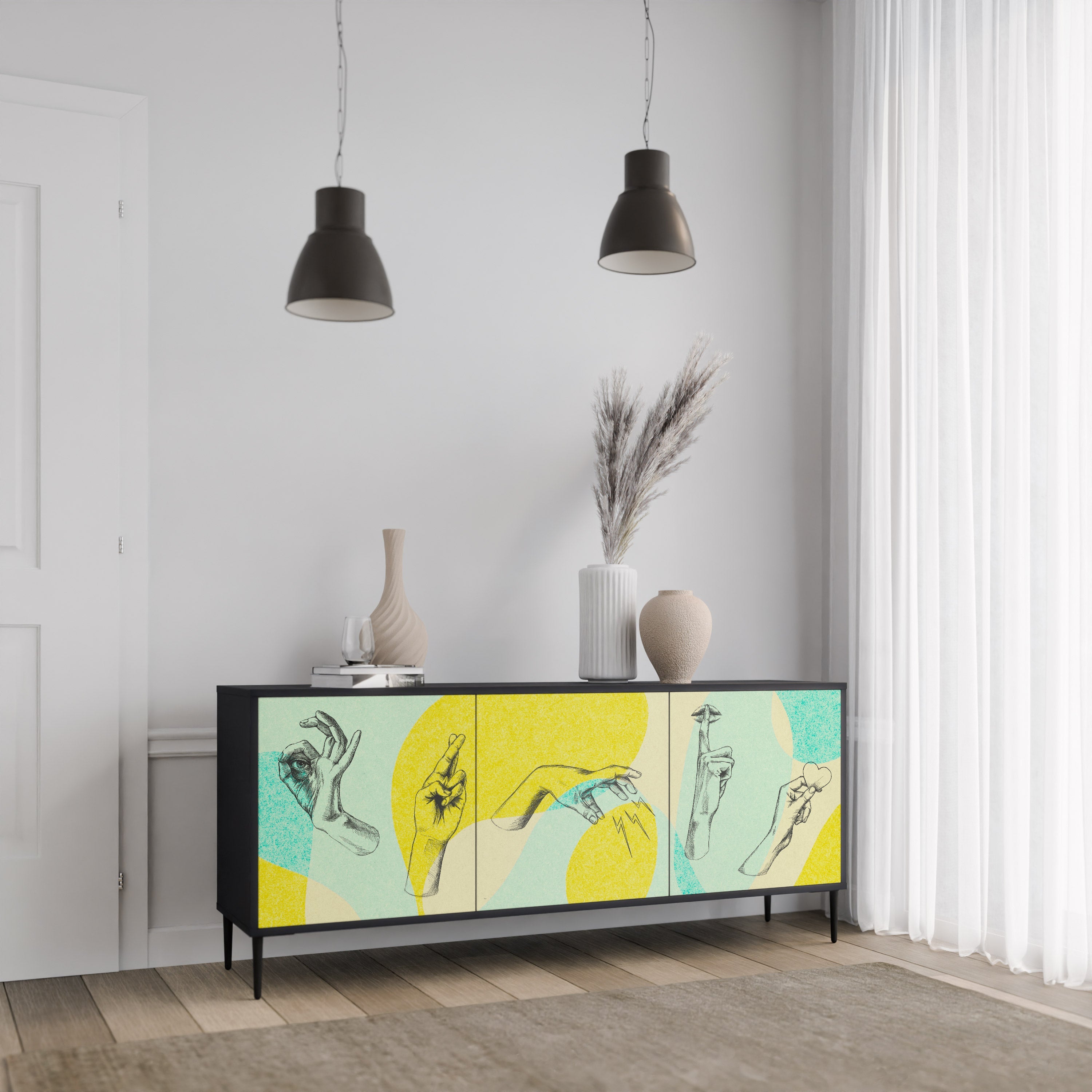 BODY LANGUAGE 3-Door Sideboard in Black Finish