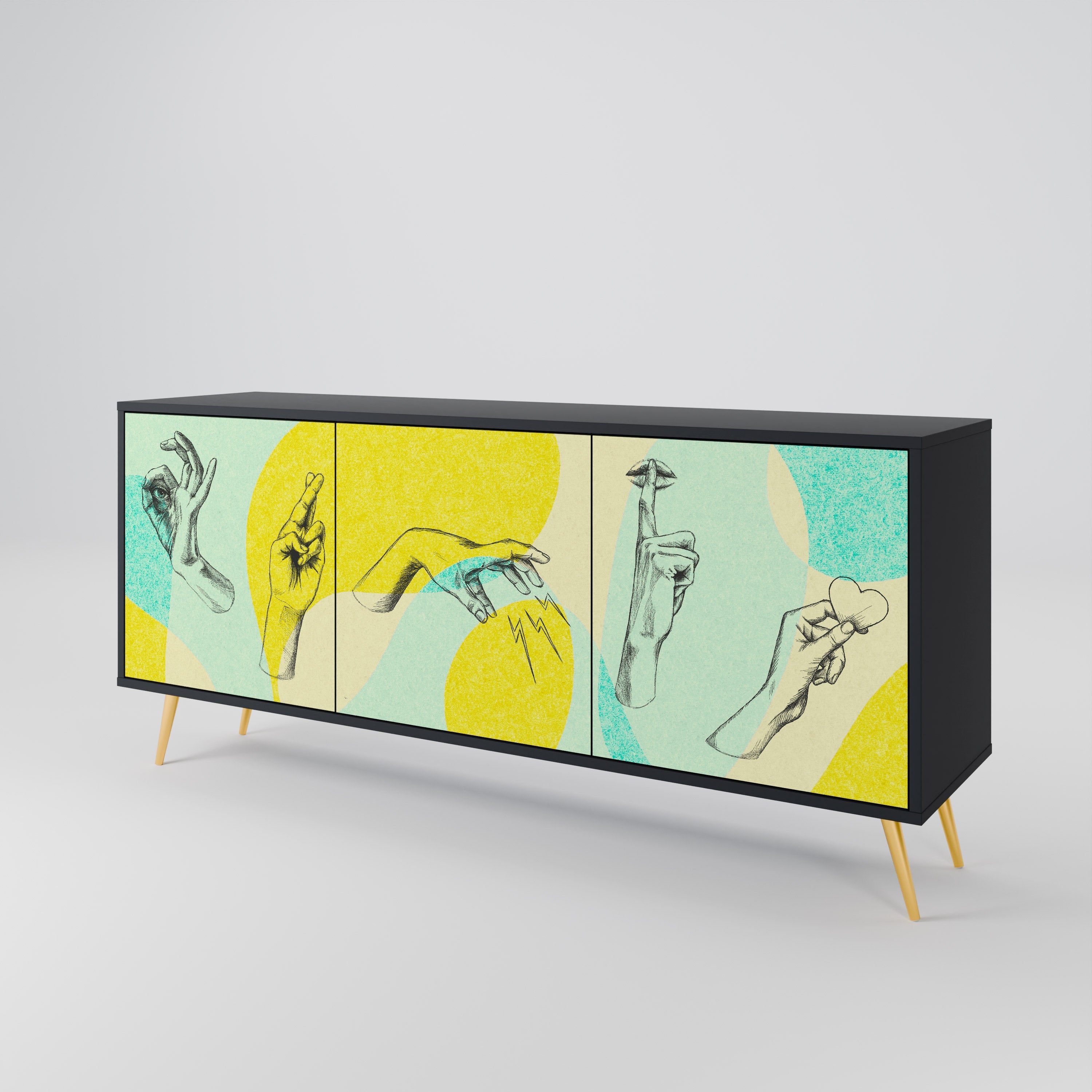 BODY LANGUAGE 3-Door Sideboard in Black Finish