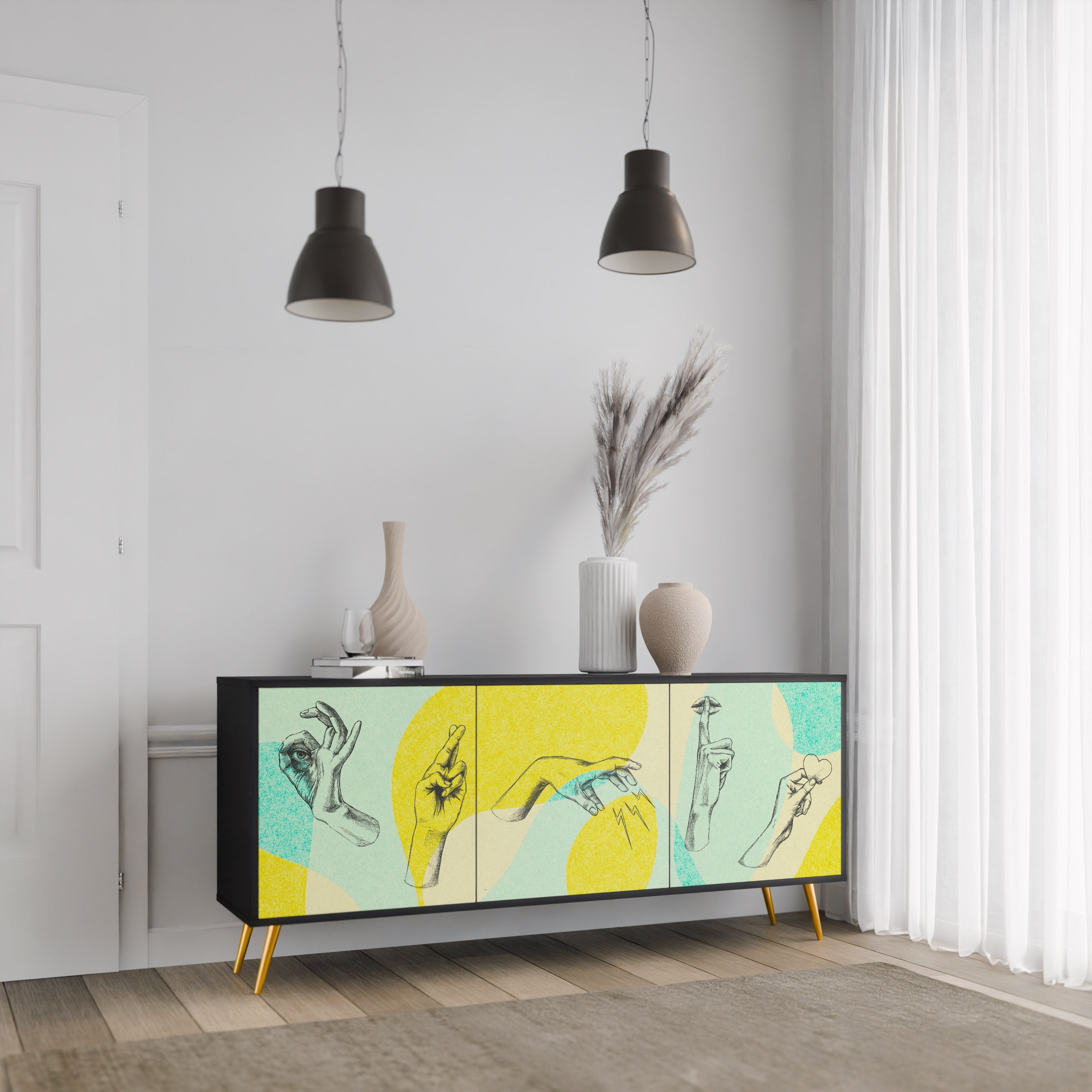 BODY LANGUAGE 3-Door Sideboard in Black Finish