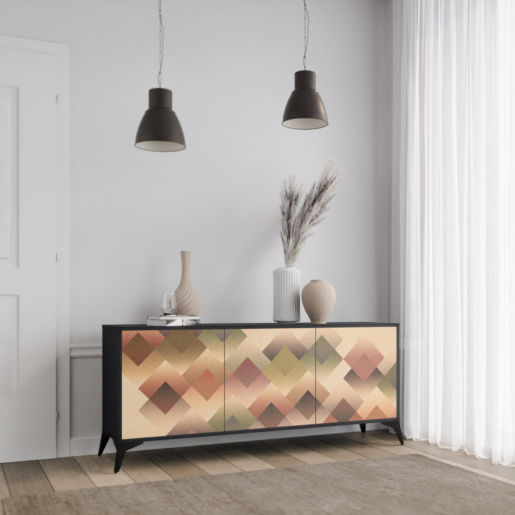 GEOMETRIC FUSION 3-Door Sideboard in Black Finish