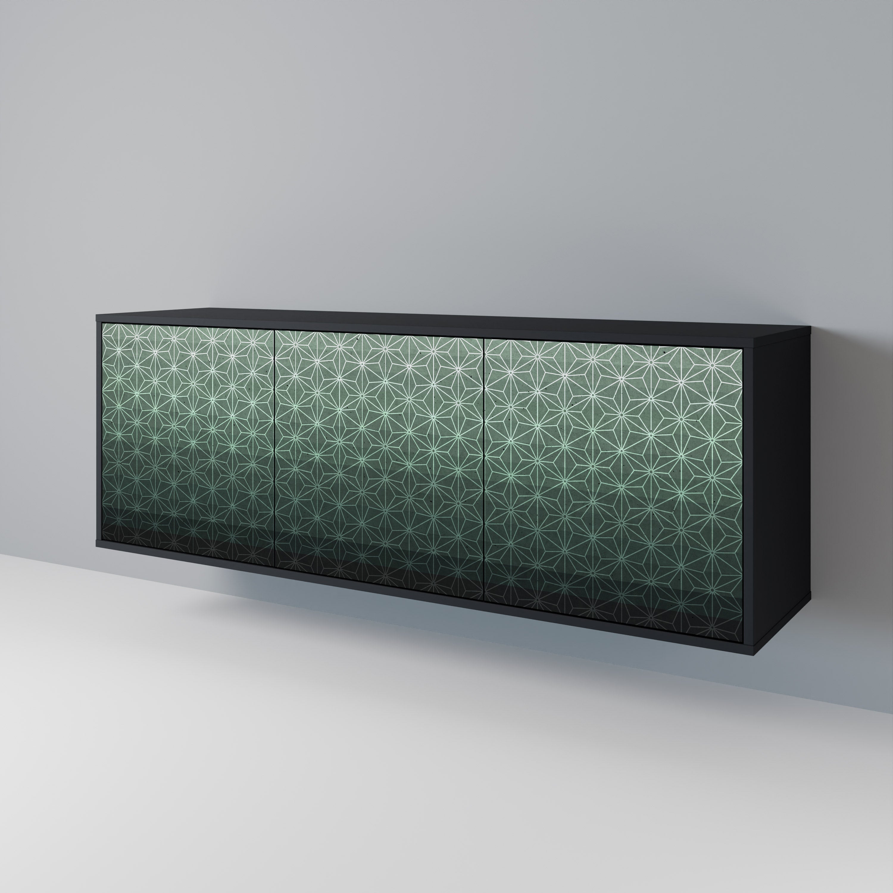 ORNAMENTAL GLIMMER 3-Door Sideboard in Black Finish