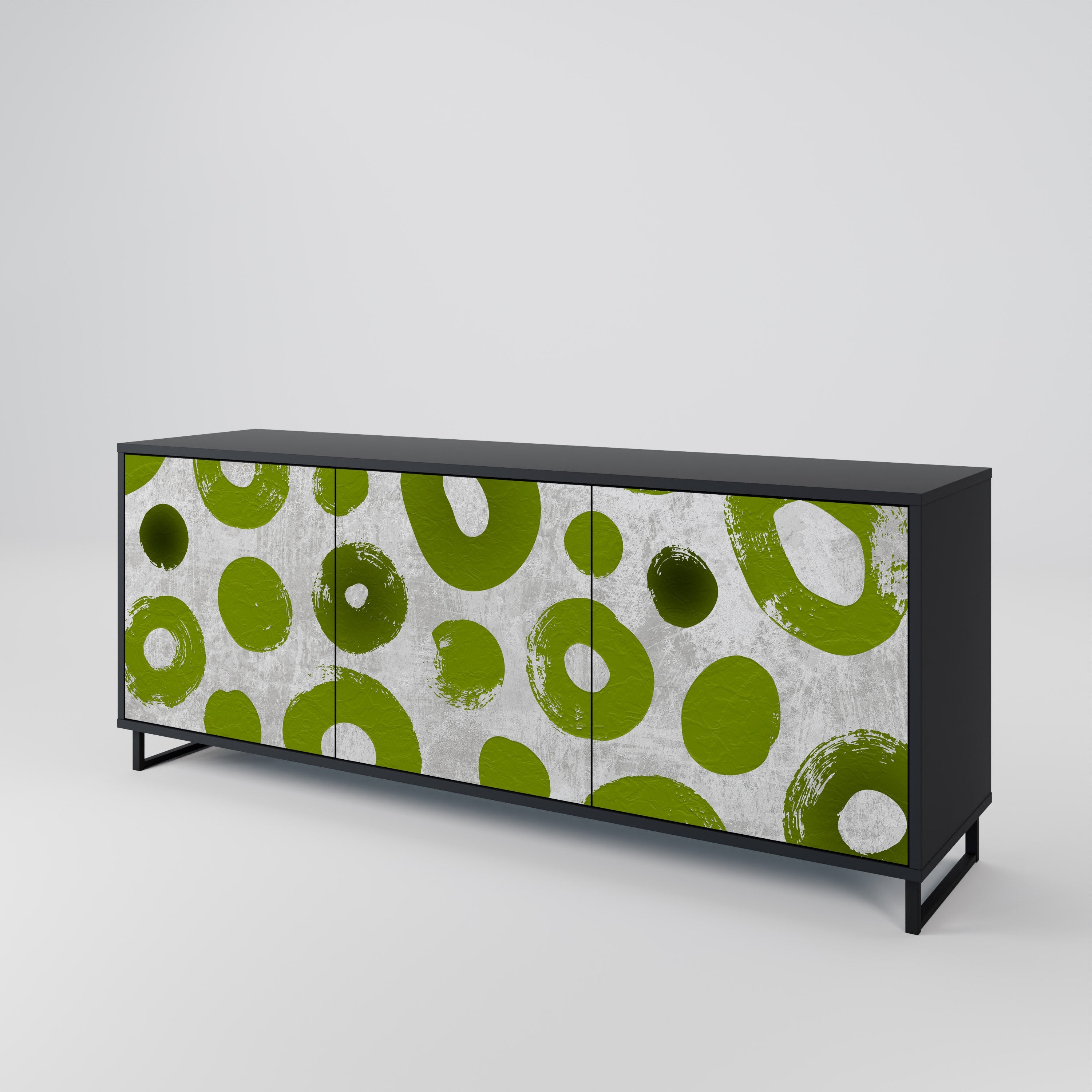 GREEN RHAPSODY 3-Door Sideboard in Black Finish