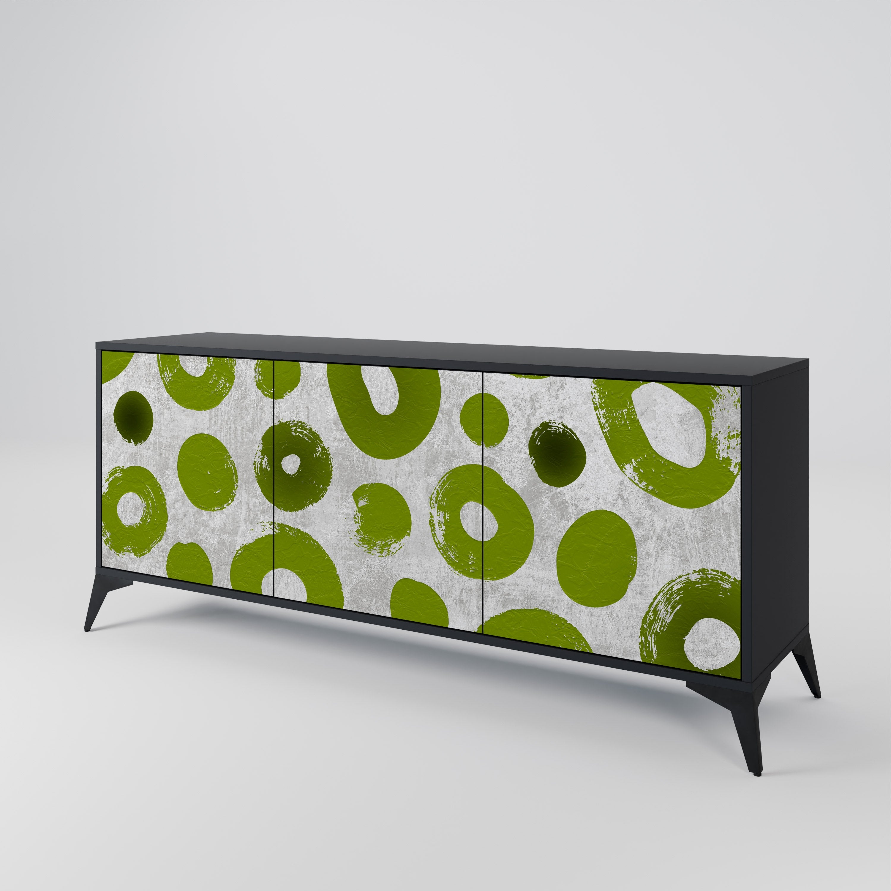 GREEN RHAPSODY 3-Door Sideboard in Black Finish