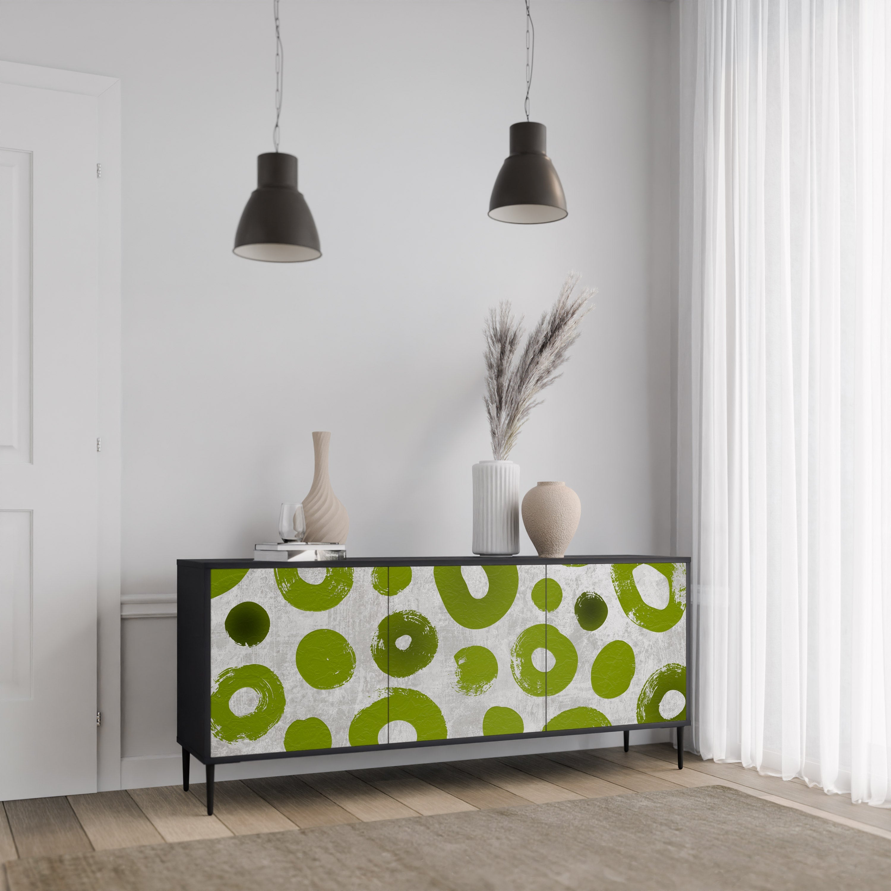 GREEN RHAPSODY 3-Door Sideboard in Black Finish
