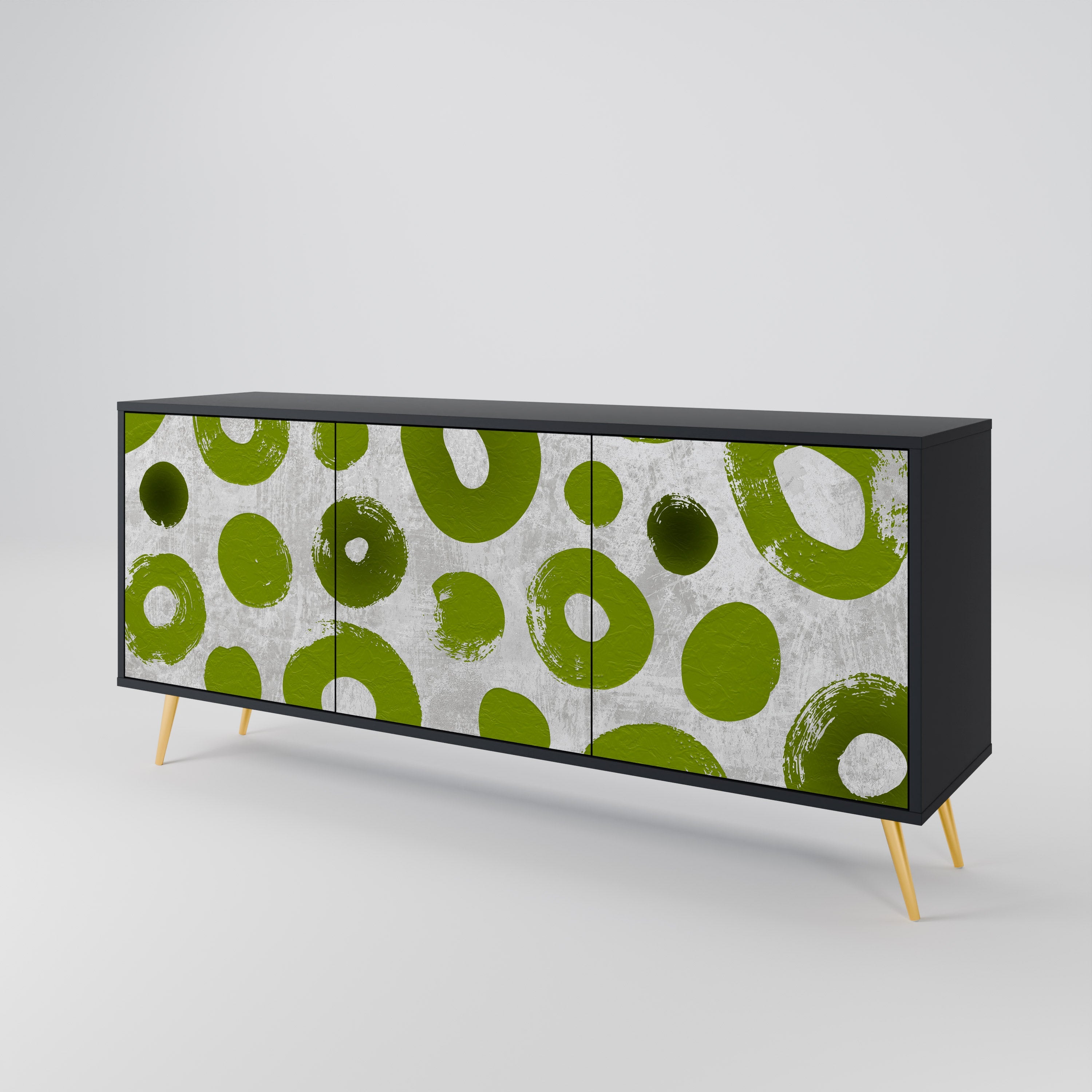 GREEN RHAPSODY 3-Door Sideboard in Black Finish