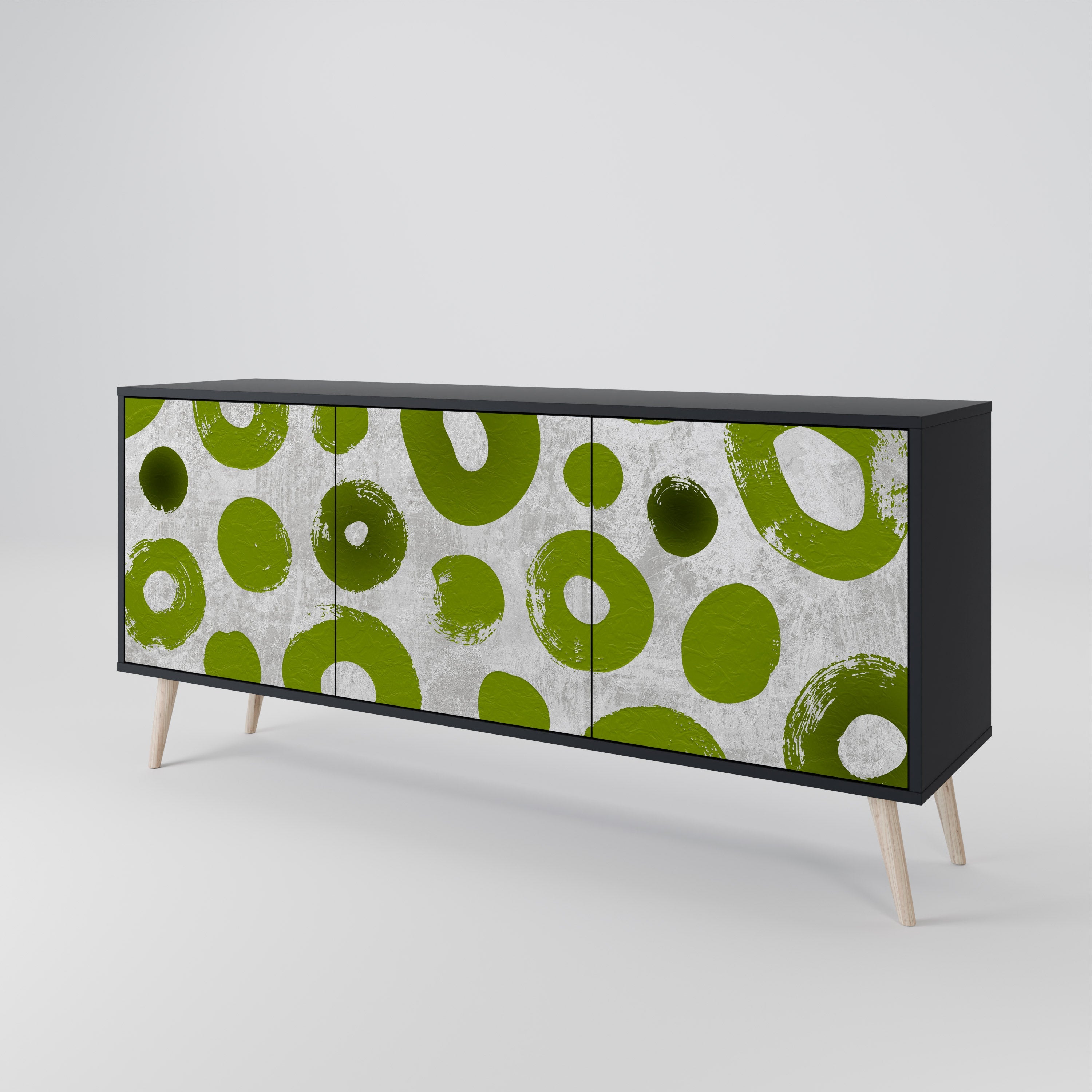 GREEN RHAPSODY 3-Door Sideboard in Black Finish