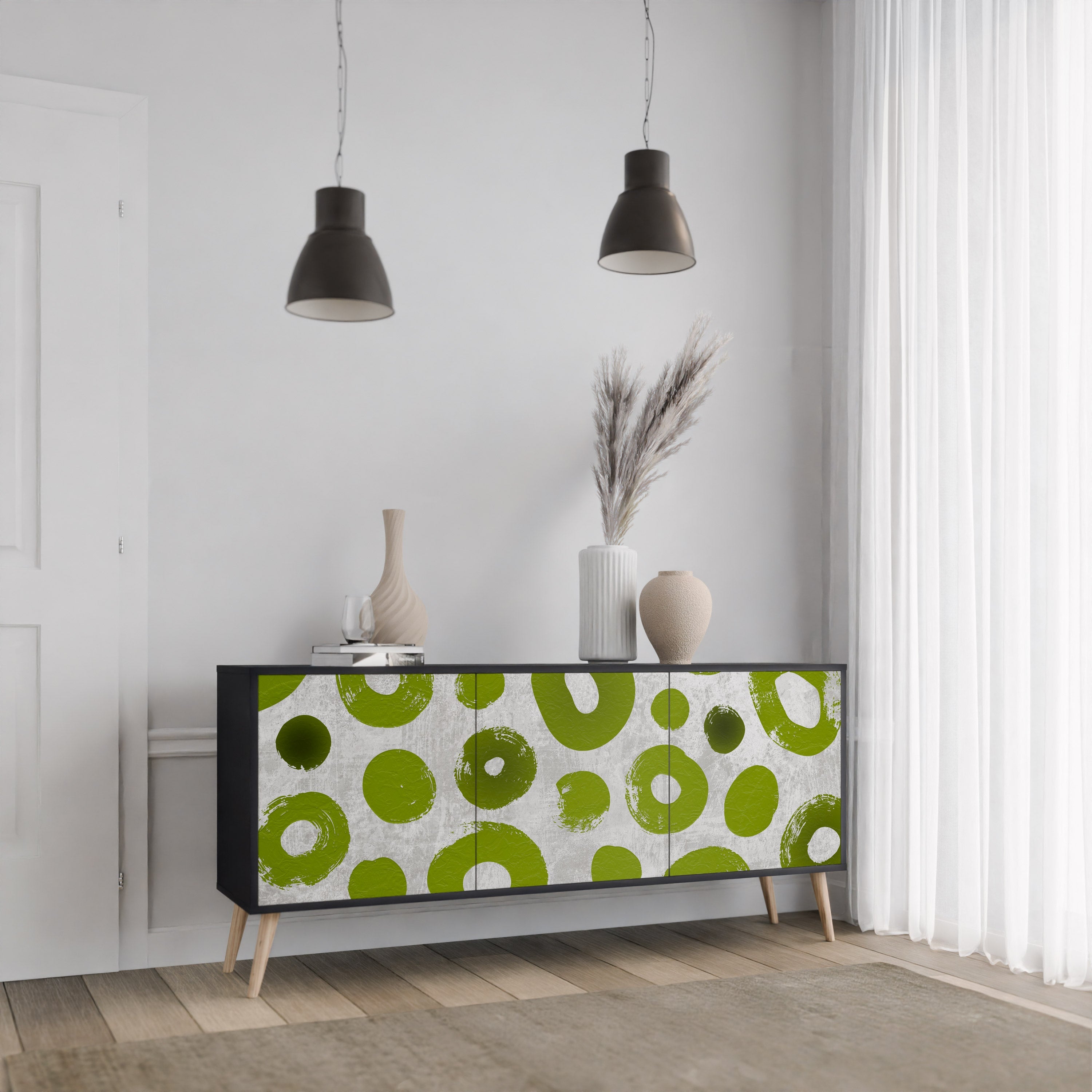 GREEN RHAPSODY 3-Door Sideboard in Black Finish