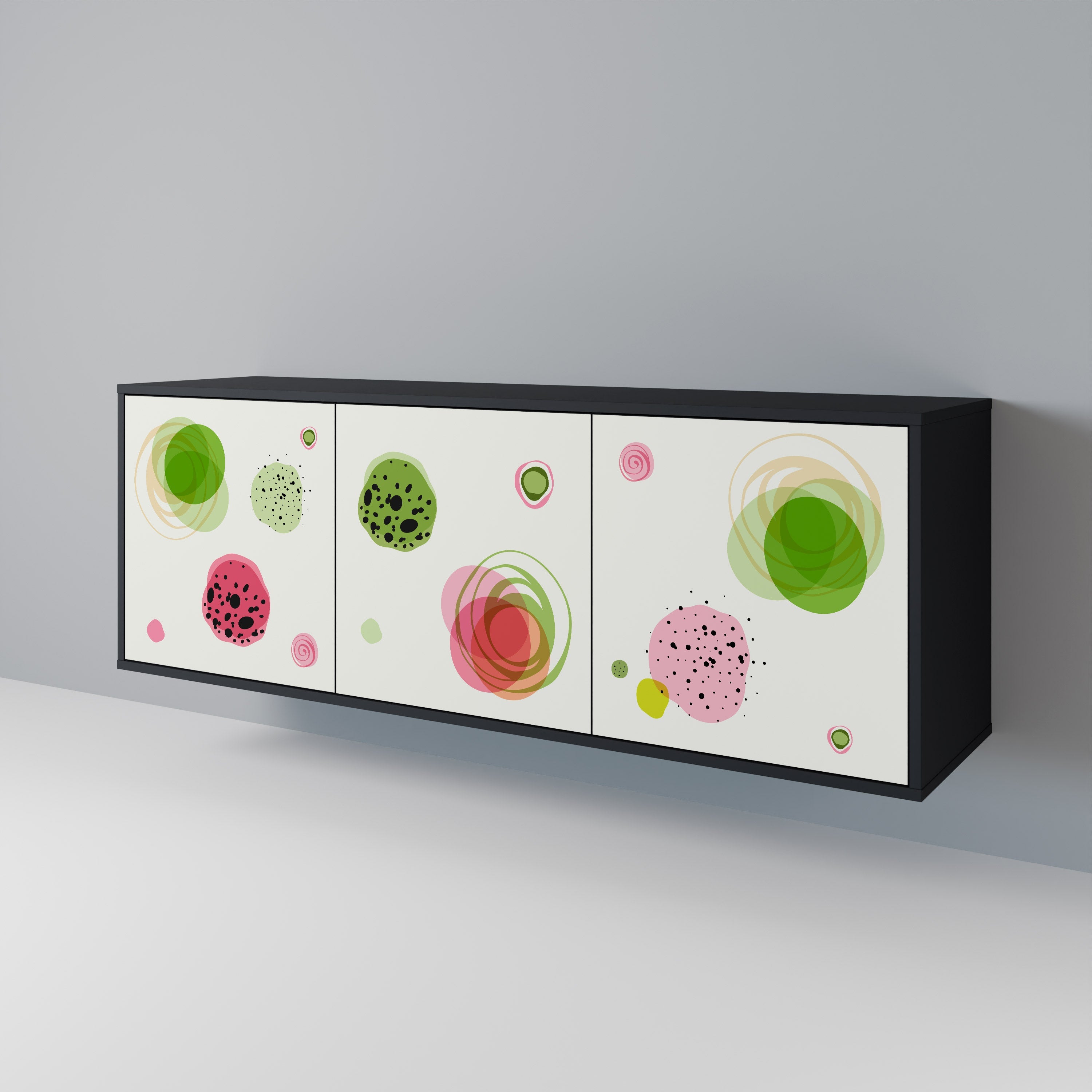 COLORFUL COSMOS 3-Door Sideboard in Black Finish