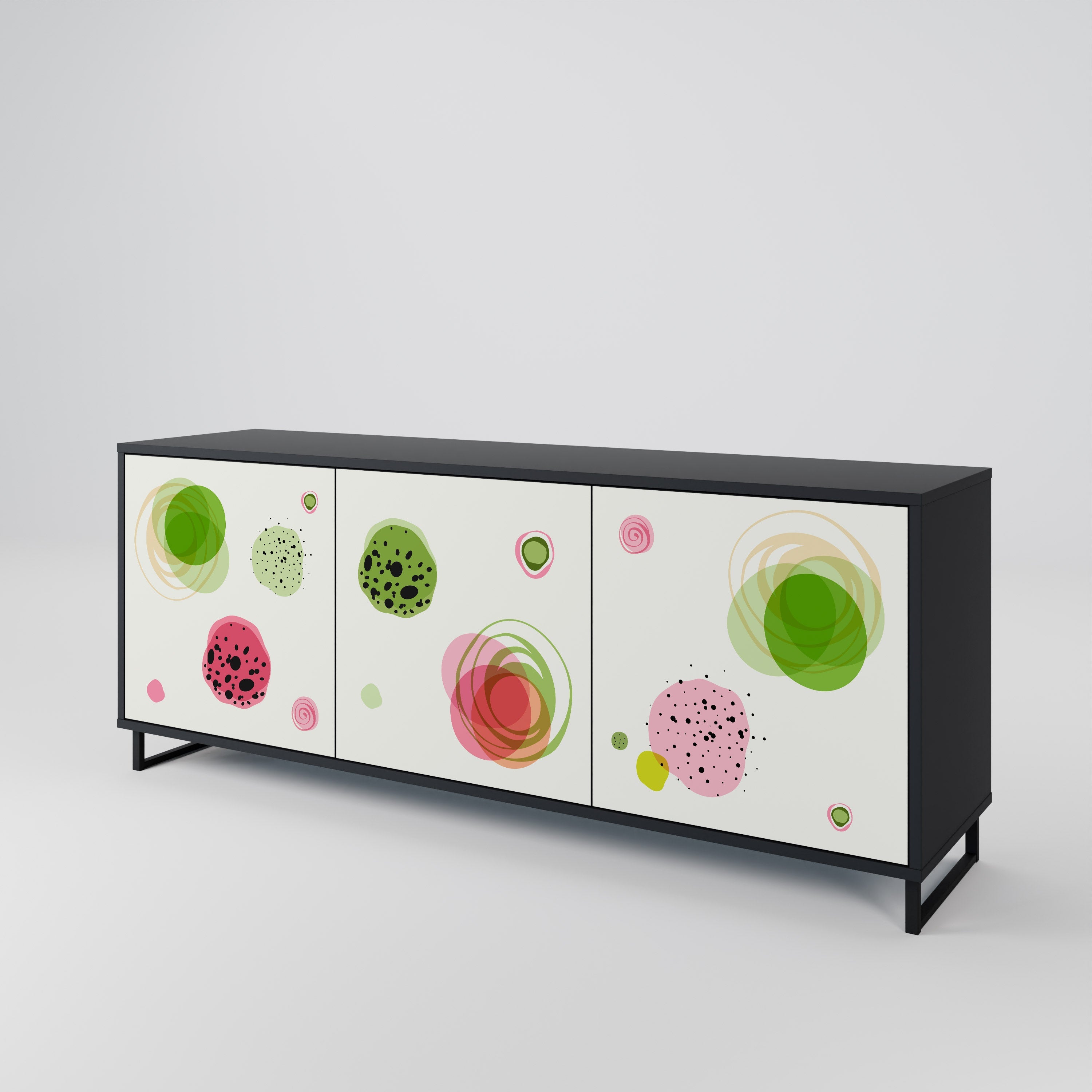 COLORFUL COSMOS 3-Door Sideboard in Black Finish