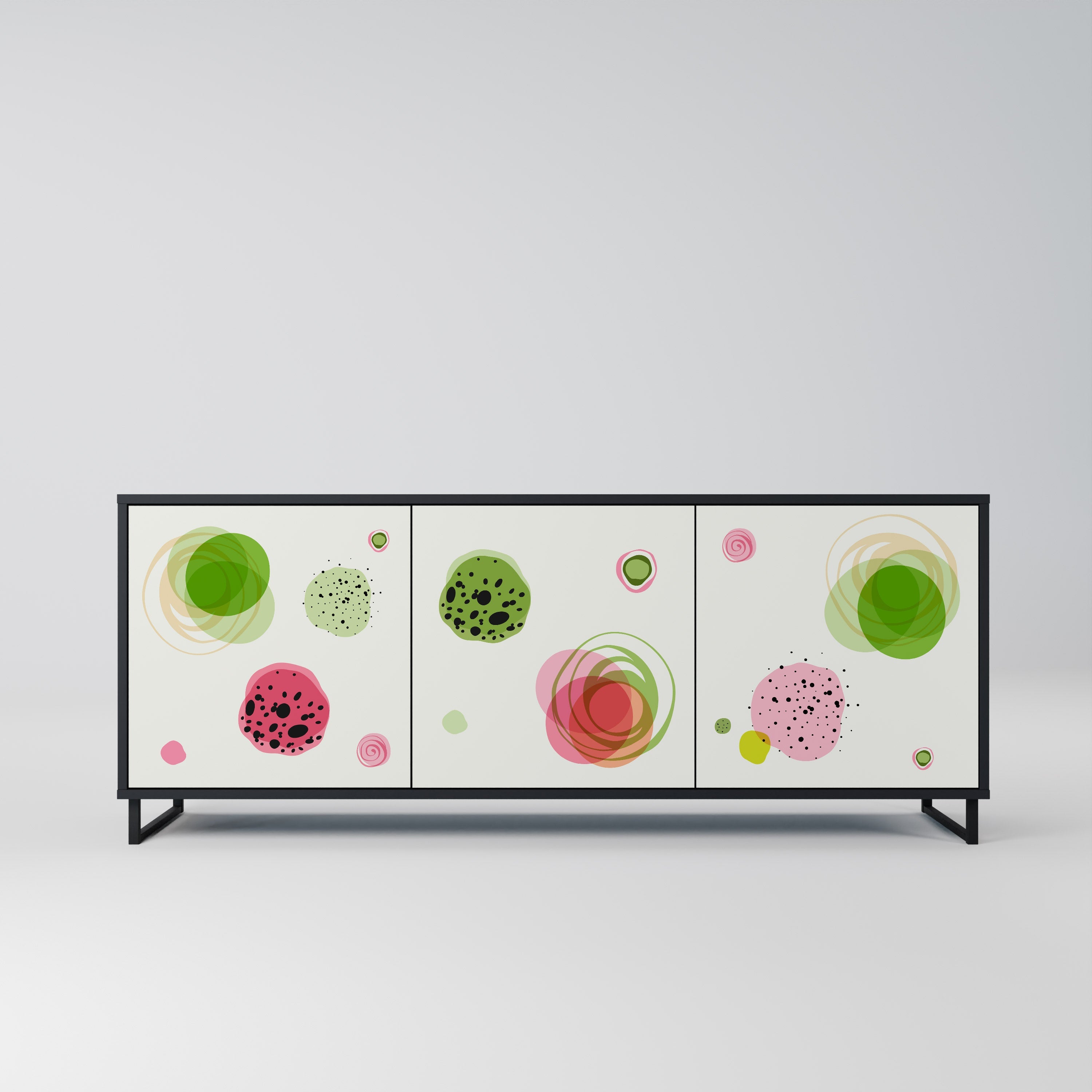 COLORFUL COSMOS 3-Door Sideboard in Black Finish