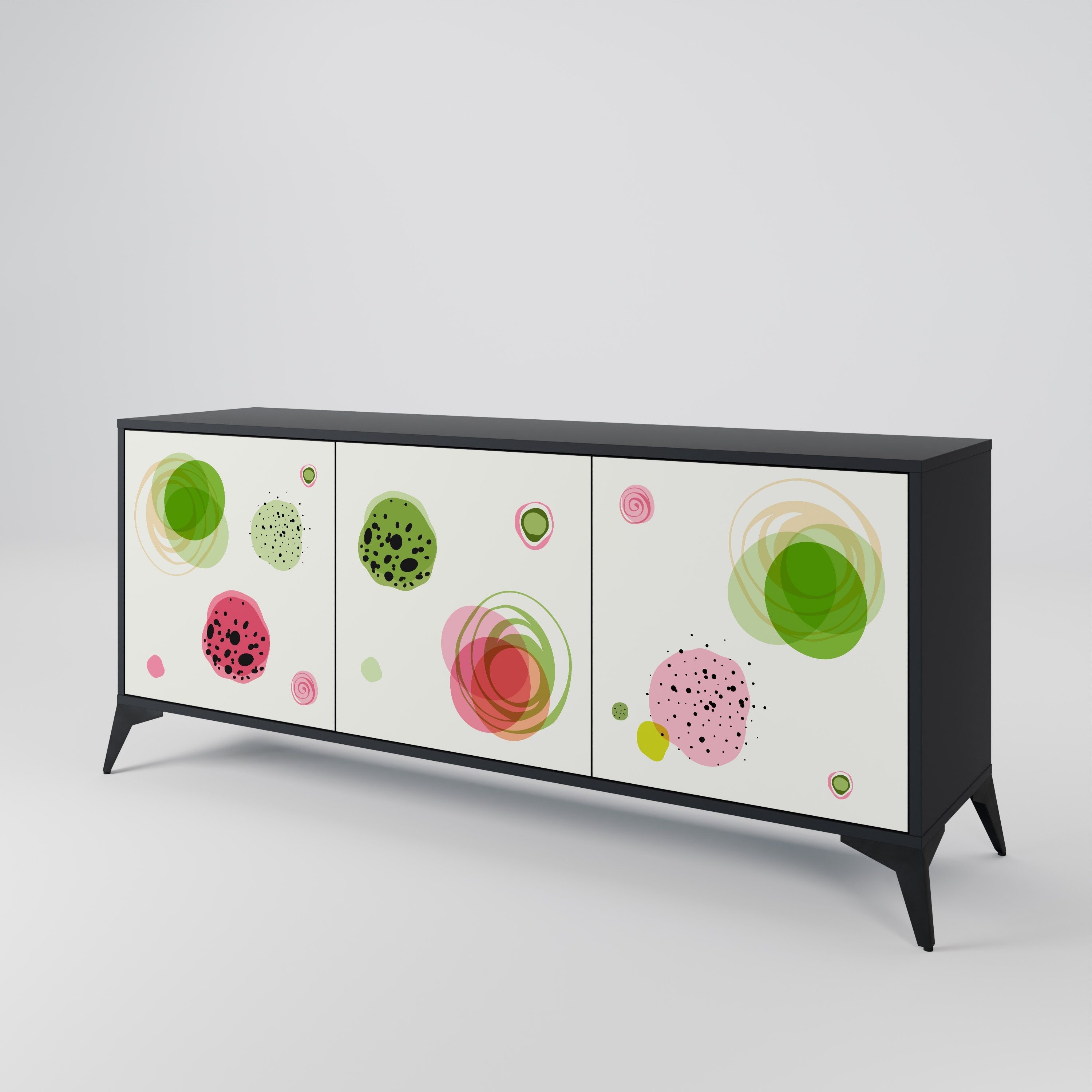 COLORFUL COSMOS 3-Door Sideboard in Black Finish