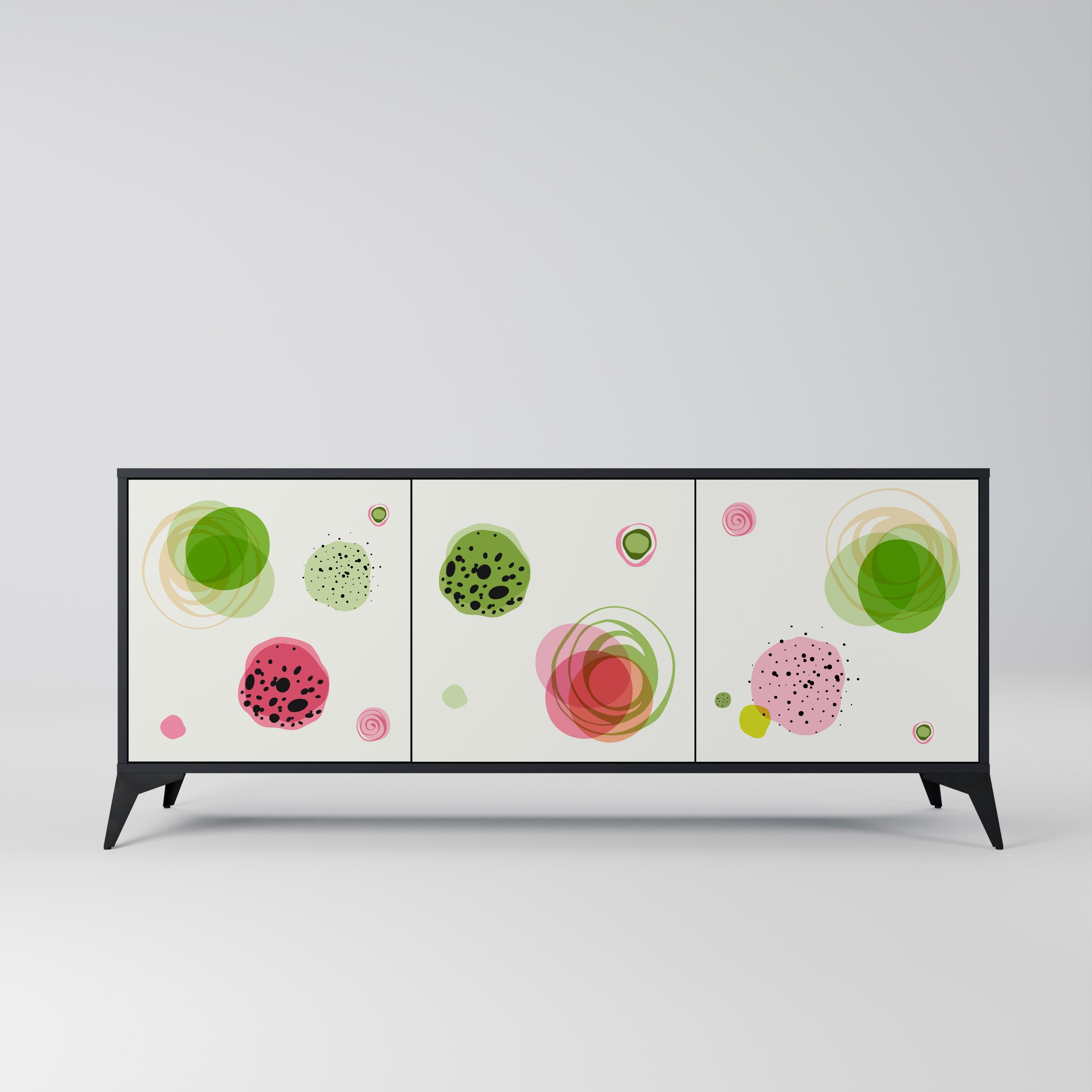 COLORFUL COSMOS 3-Door Sideboard in Black Finish