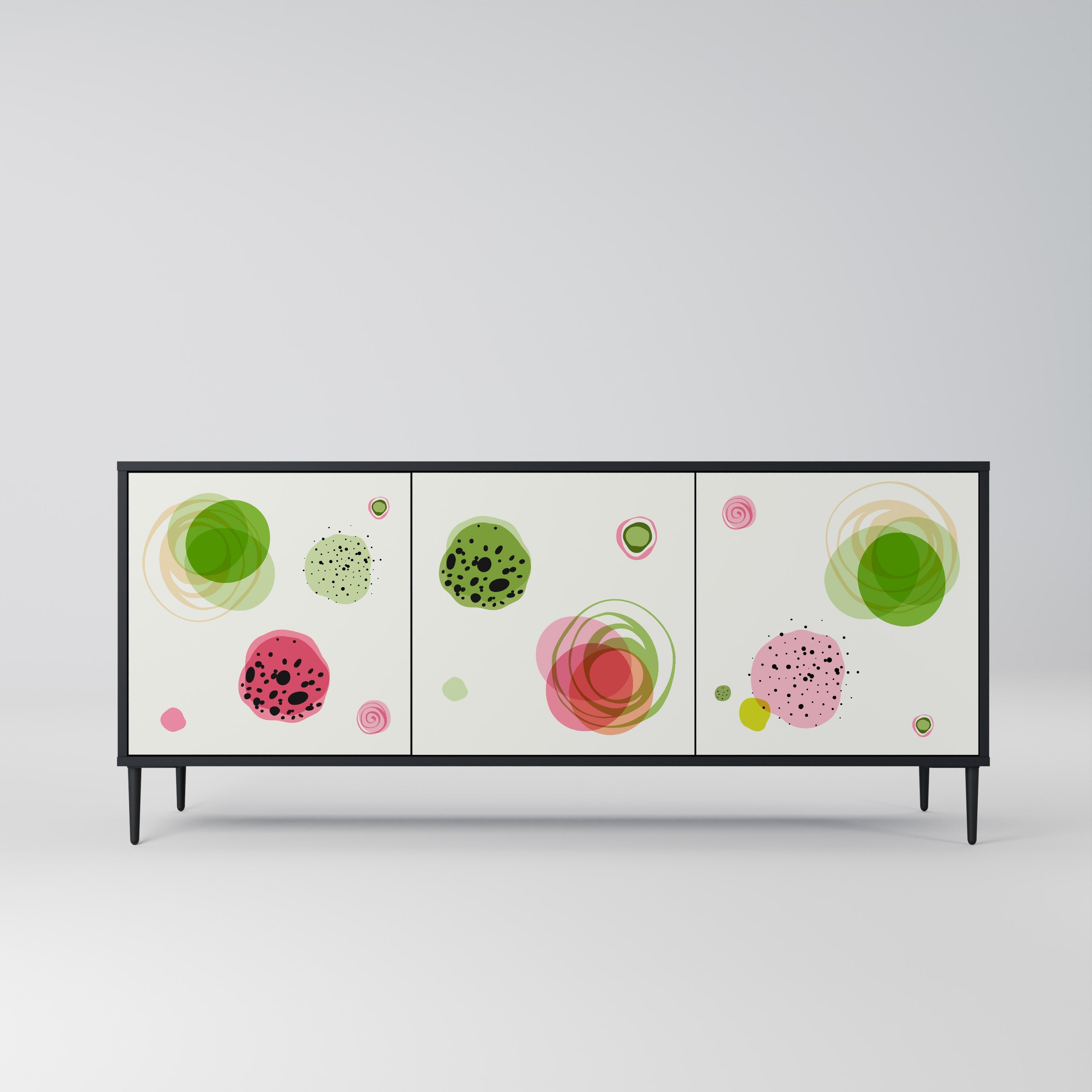 COLORFUL COSMOS 3-Door Sideboard in Black Finish