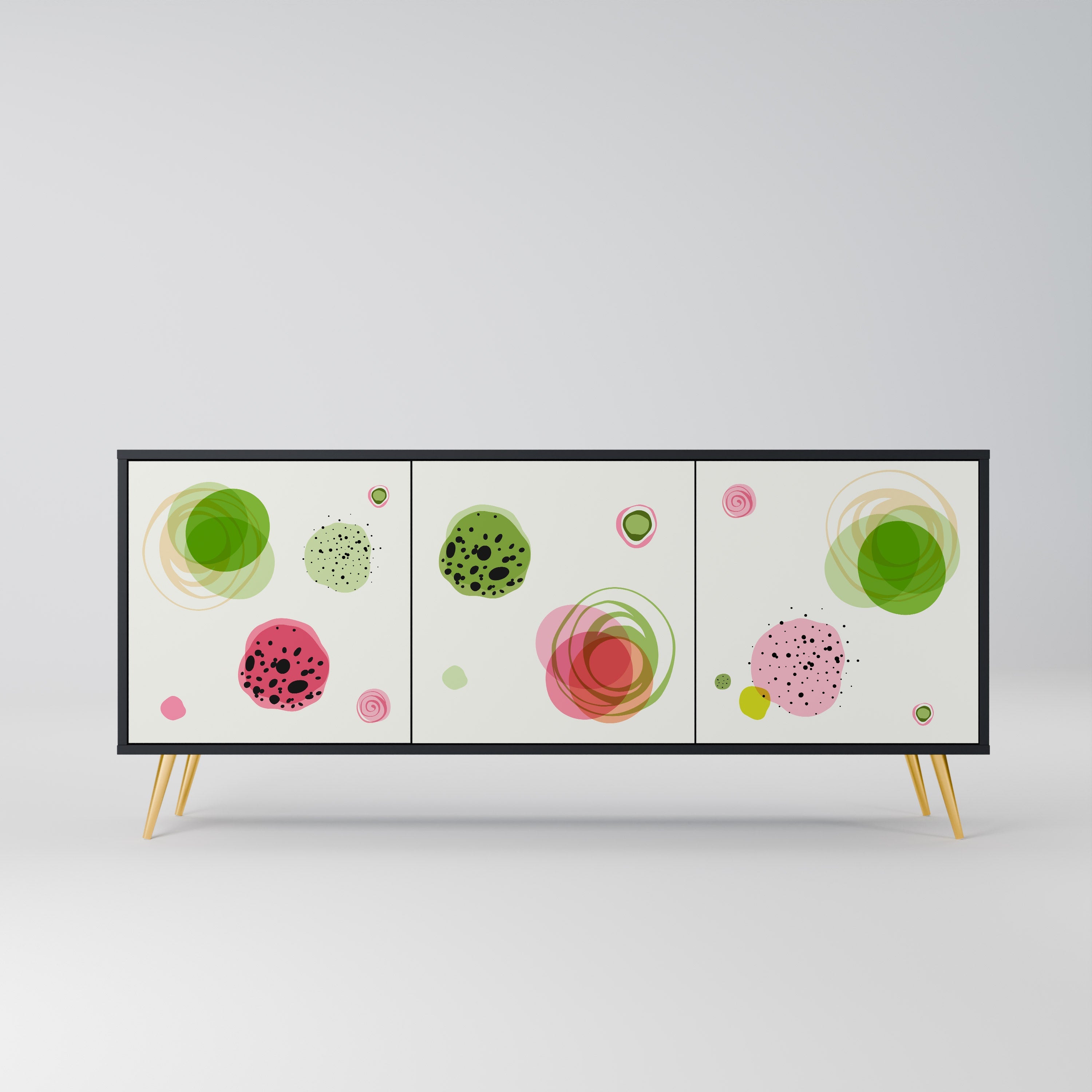 COLORFUL COSMOS 3-Door Sideboard in Black Finish