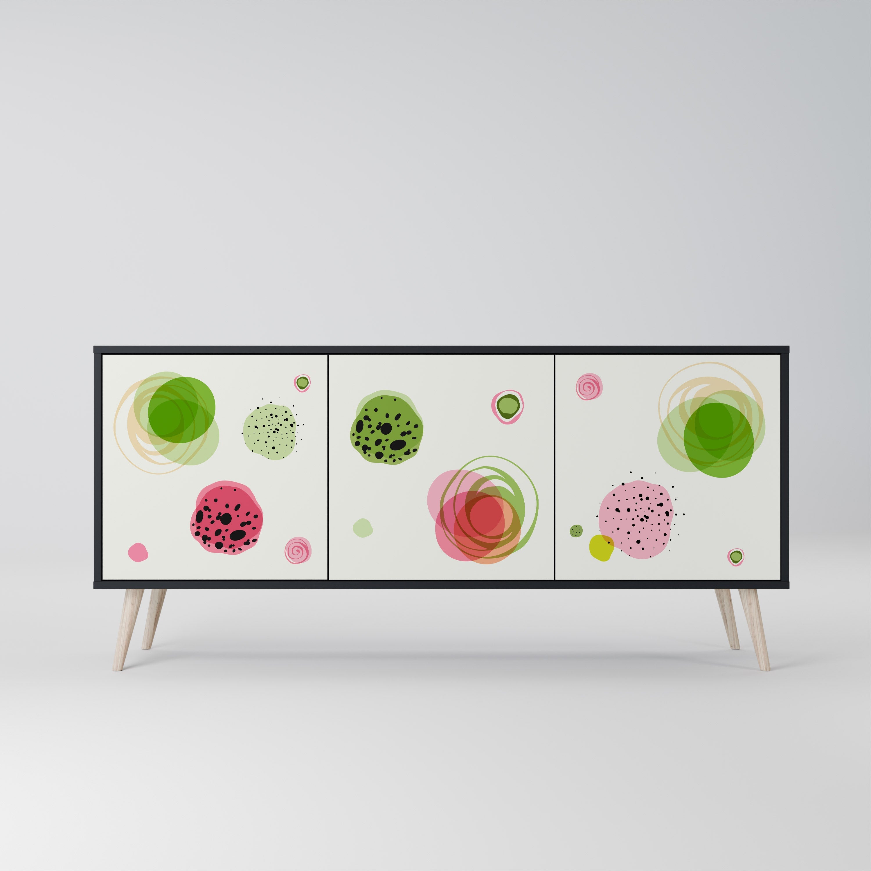 COLORFUL COSMOS 3-Door Sideboard in Black Finish