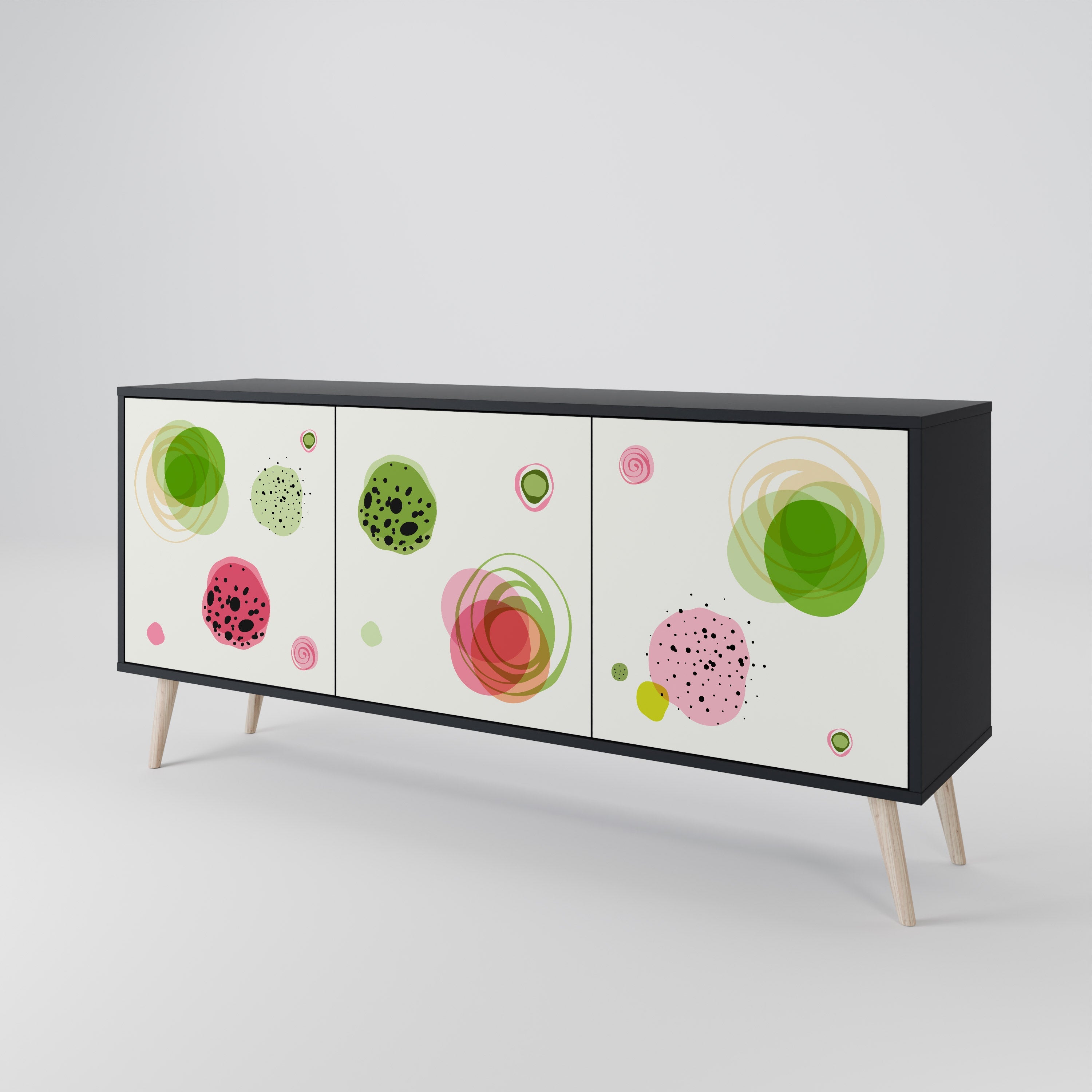 COLORFUL COSMOS 3-Door Sideboard in Black Finish