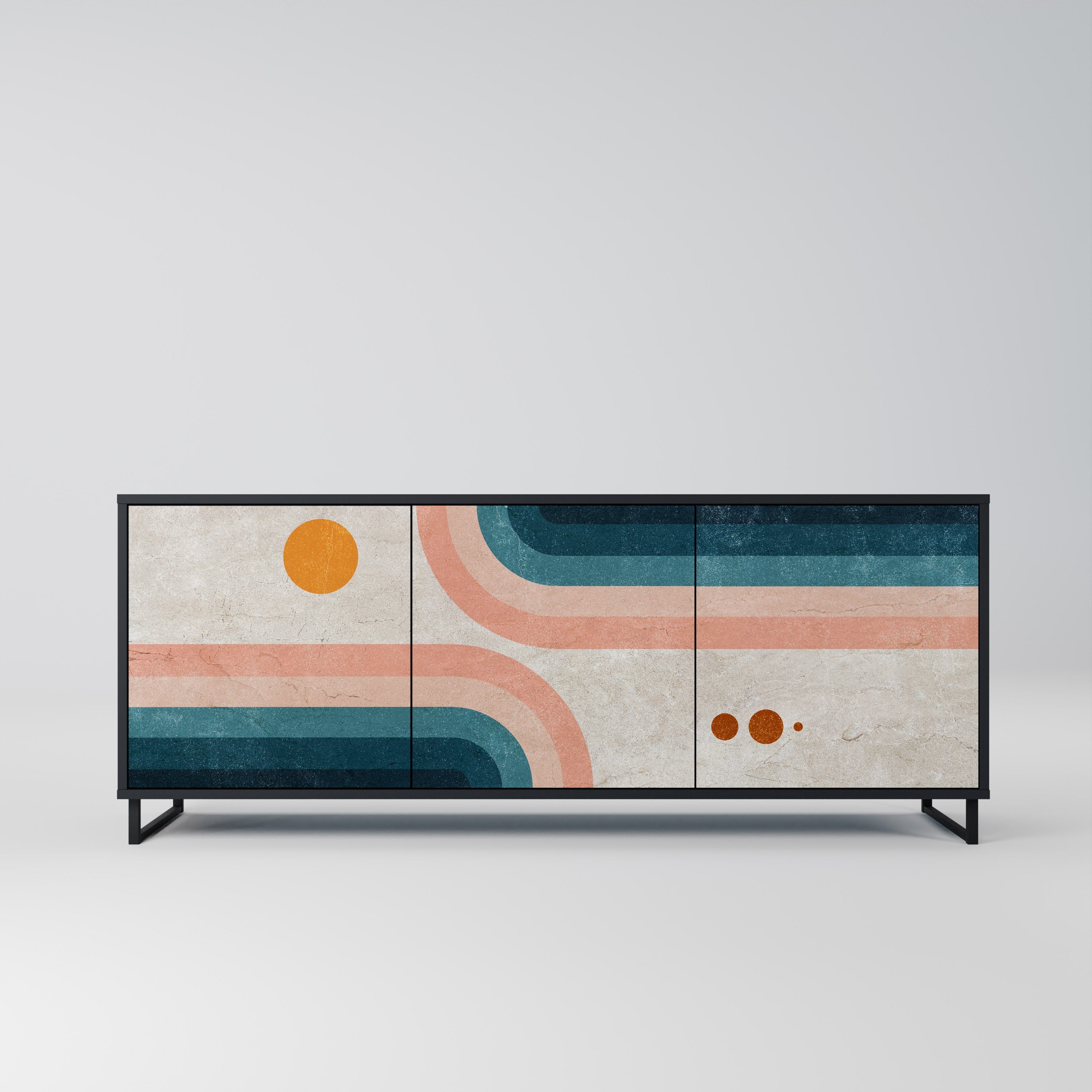 TWO HALVES 3-Door Sideboard in Black Finish