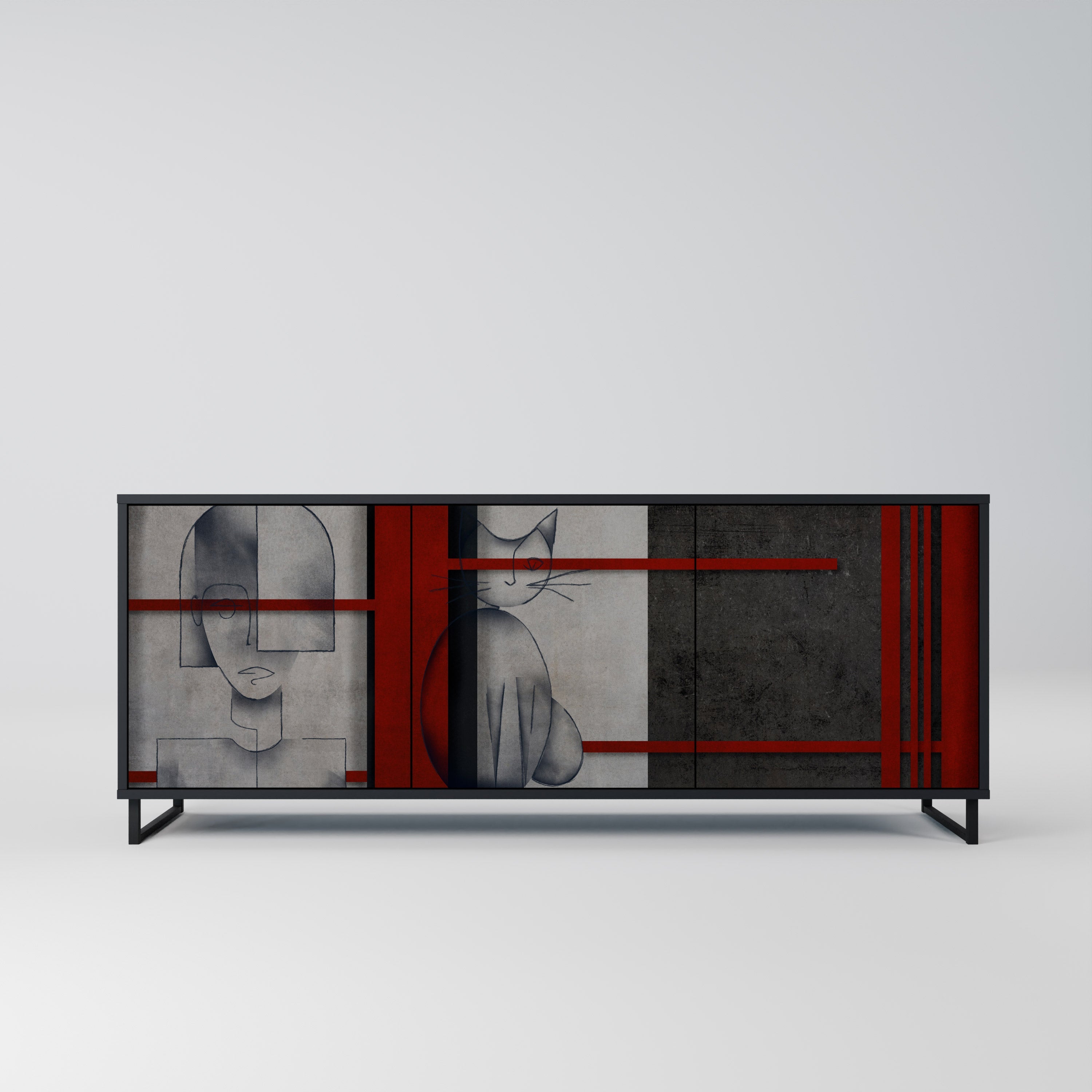 GRAY FIGURES 3-Door Sideboard in Black Finish