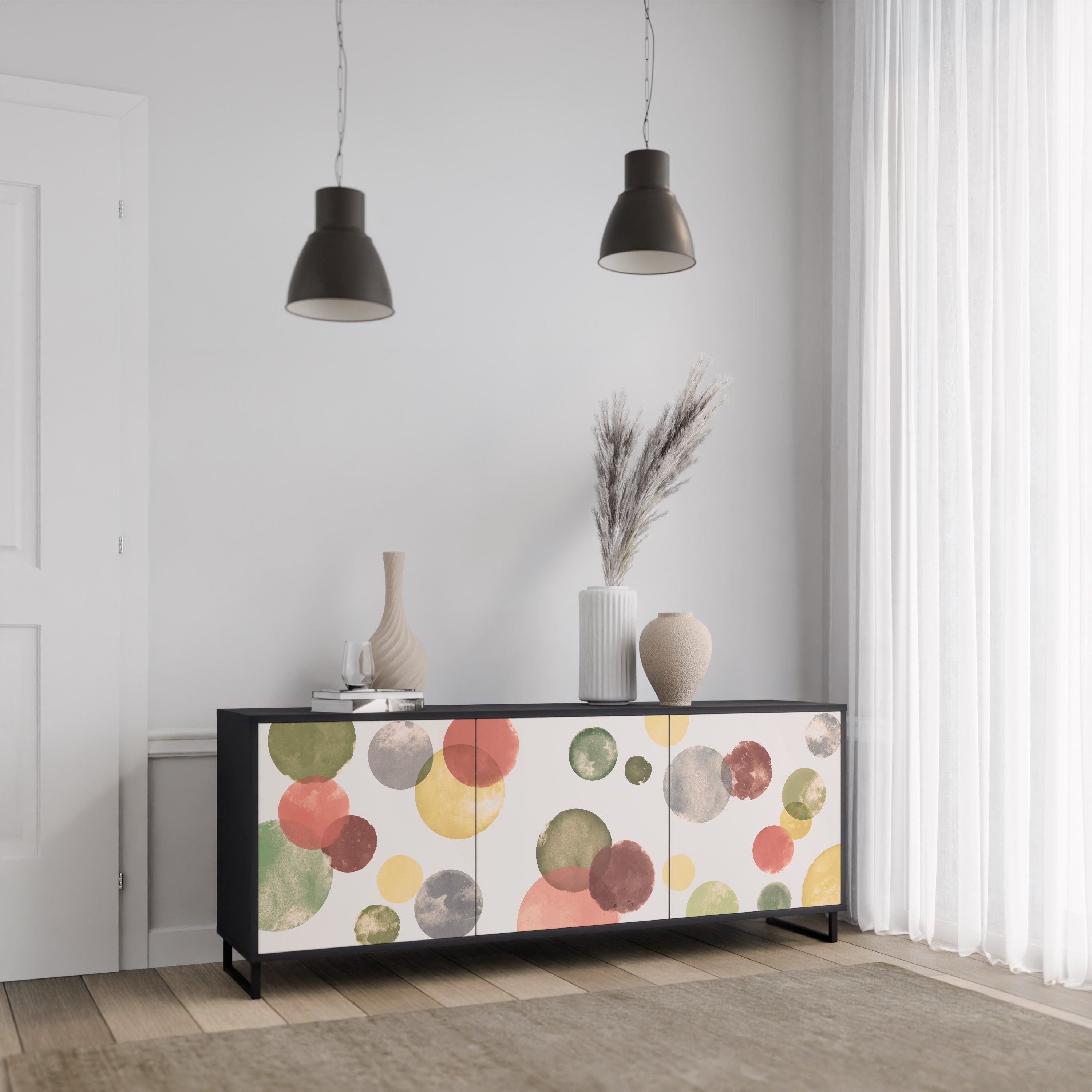 FLEETING HAPPINESS 3-Door Sideboard in Black Finish
