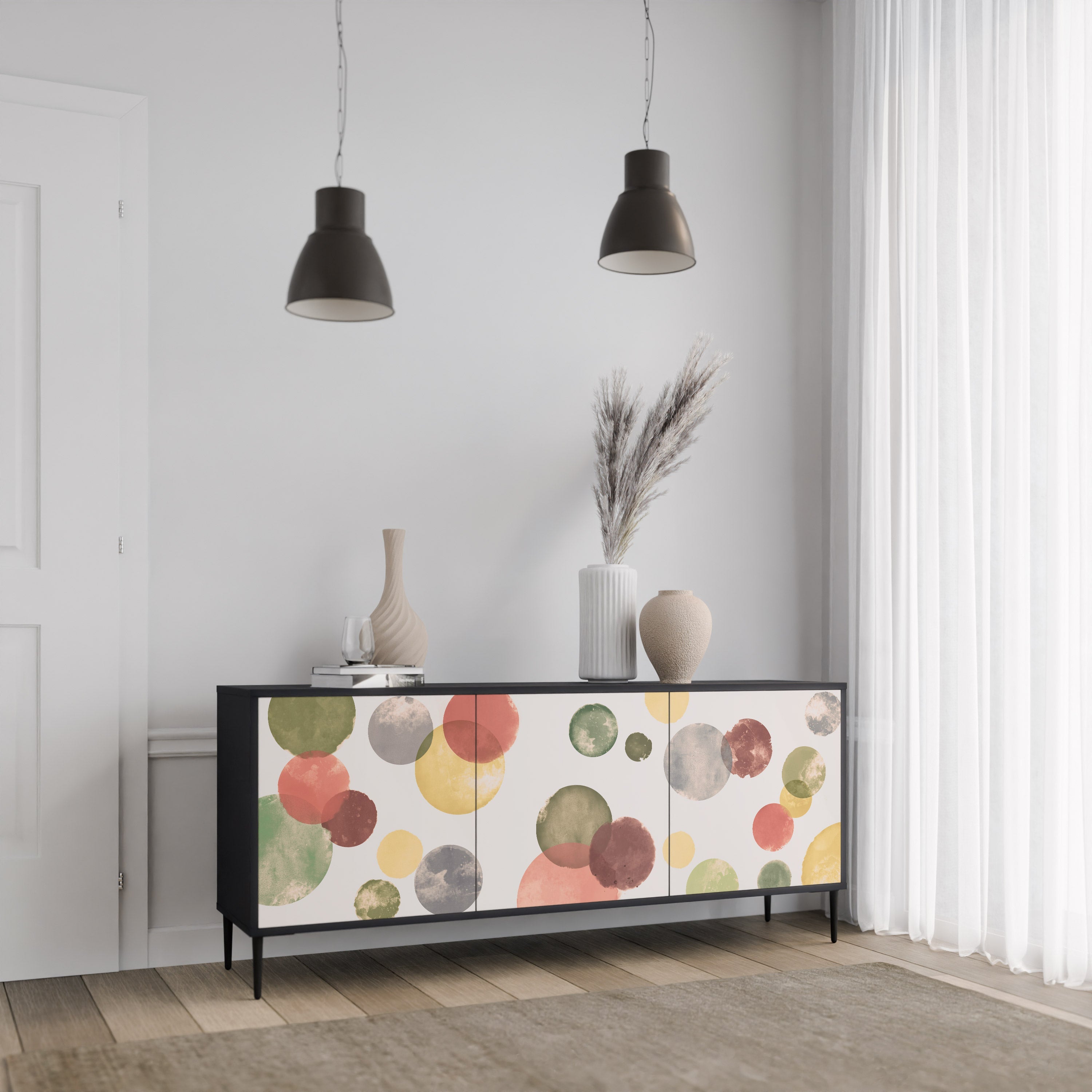 FLEETING HAPPINESS 3-Door Sideboard in Black Finish