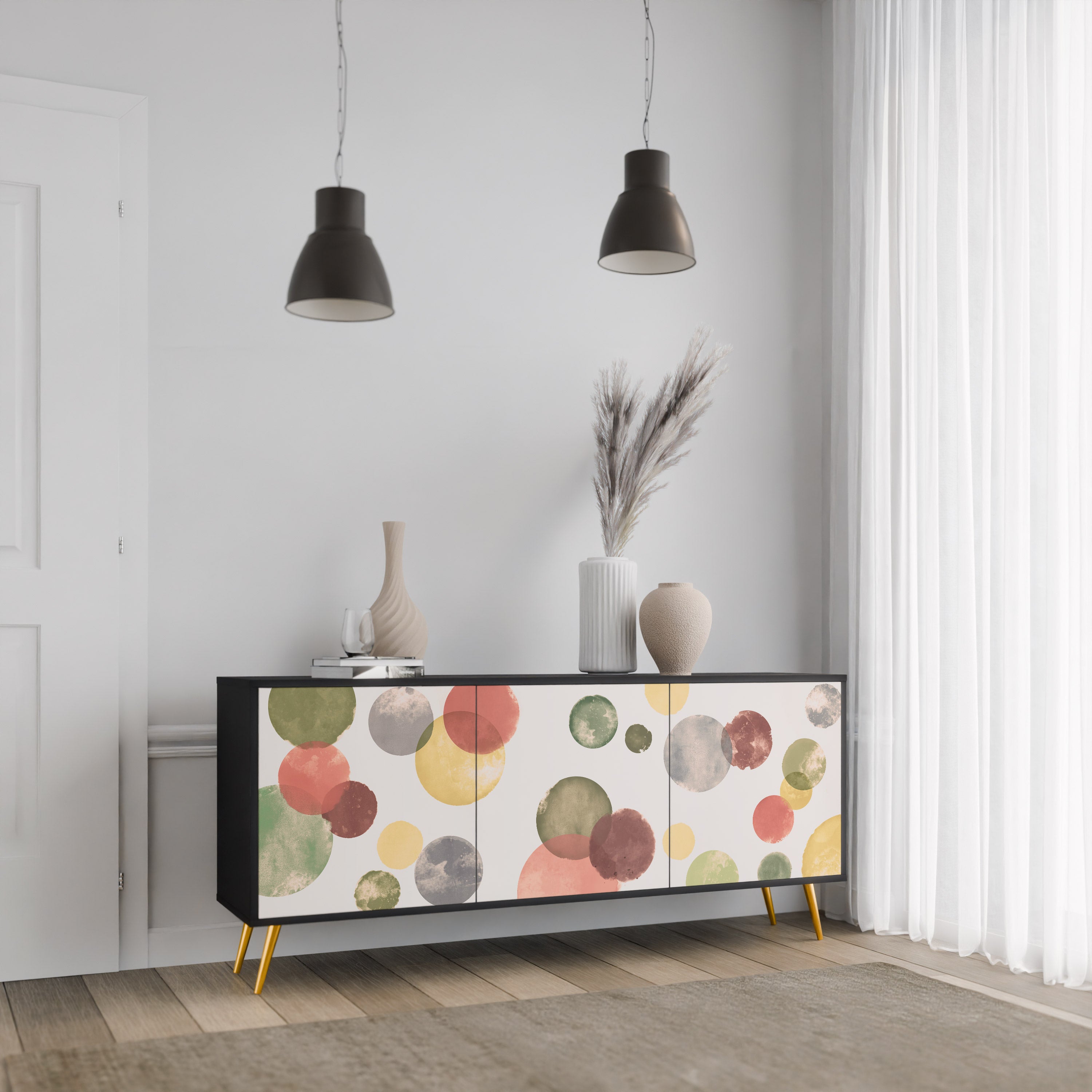 FLEETING HAPPINESS 3-Door Sideboard in Black Finish