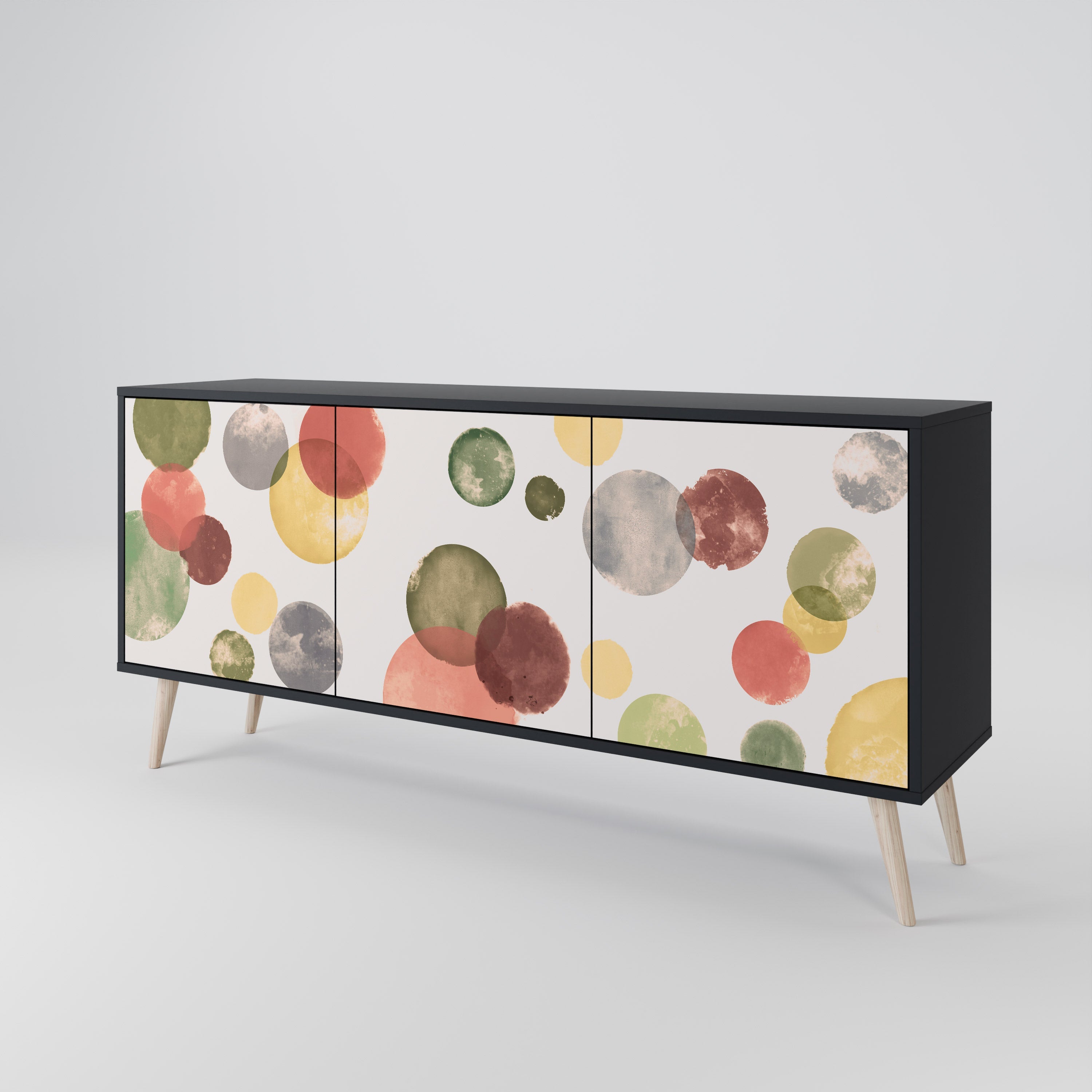 FLEETING HAPPINESS 3-Door Sideboard in Black Finish