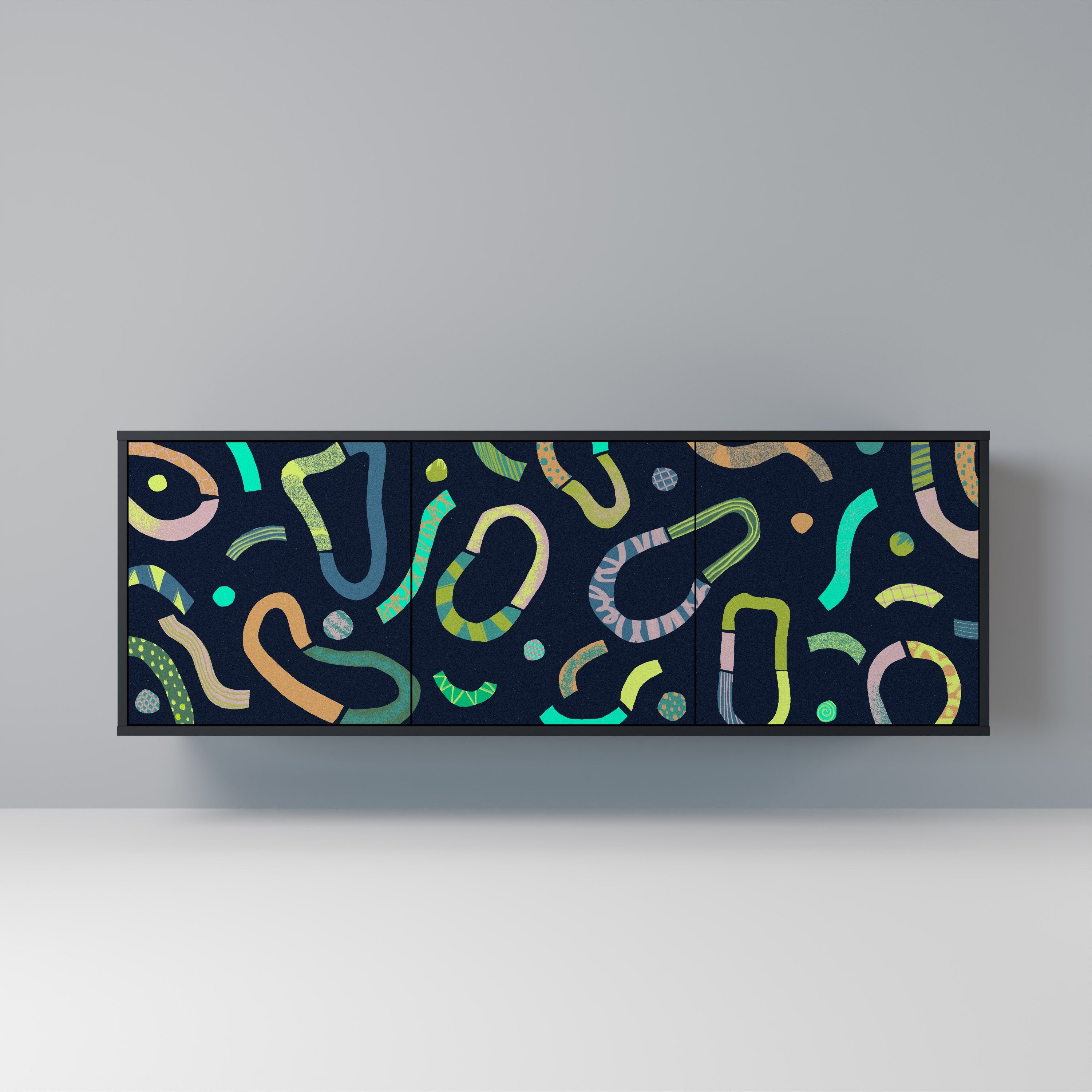 CONTRAST DANCE 3-Door Sideboard in Black Finish