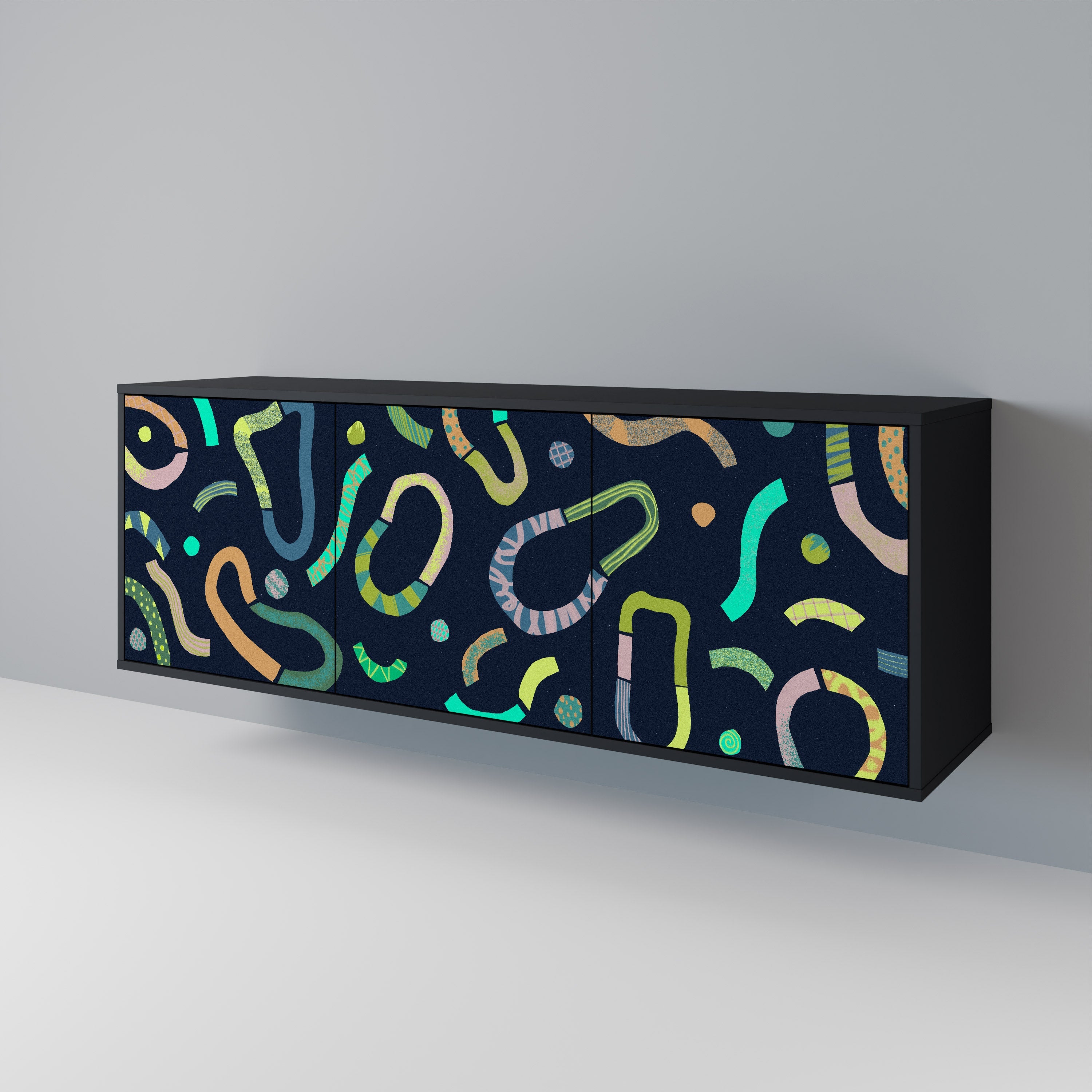 CONTRAST DANCE 3-Door Sideboard in Black Finish