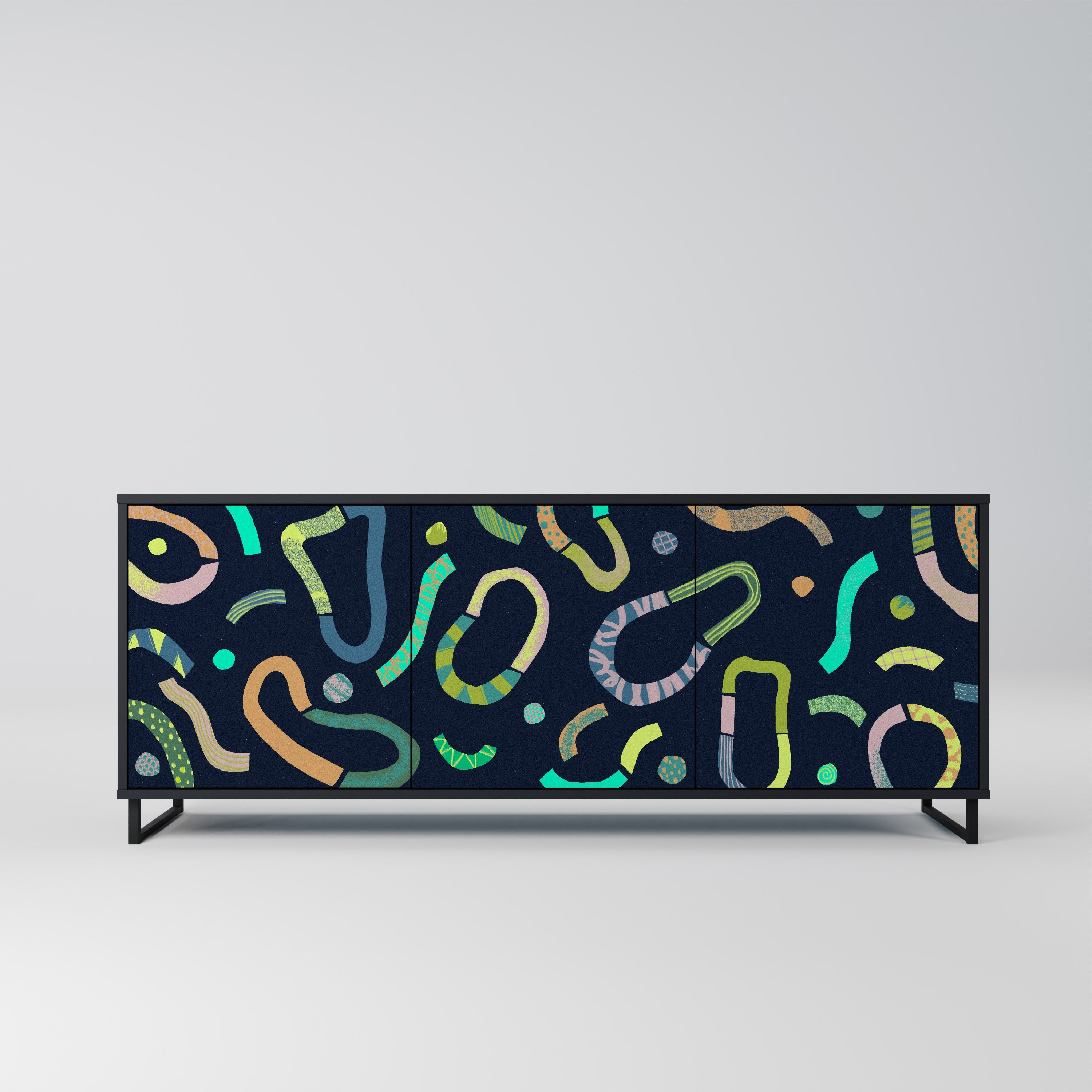 CONTRAST DANCE 3-Door Sideboard in Black Finish