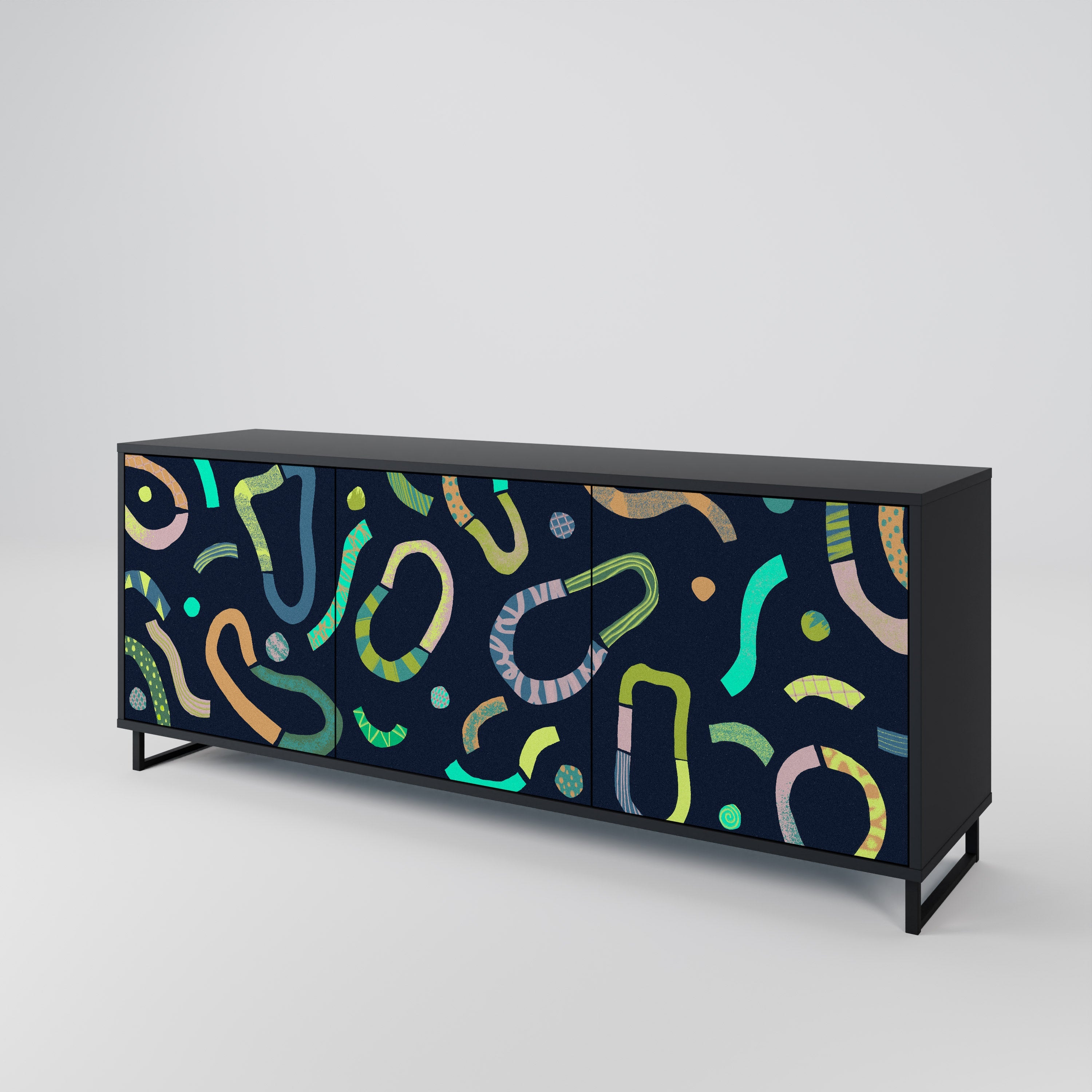 CONTRAST DANCE 3-Door Sideboard in Black Finish