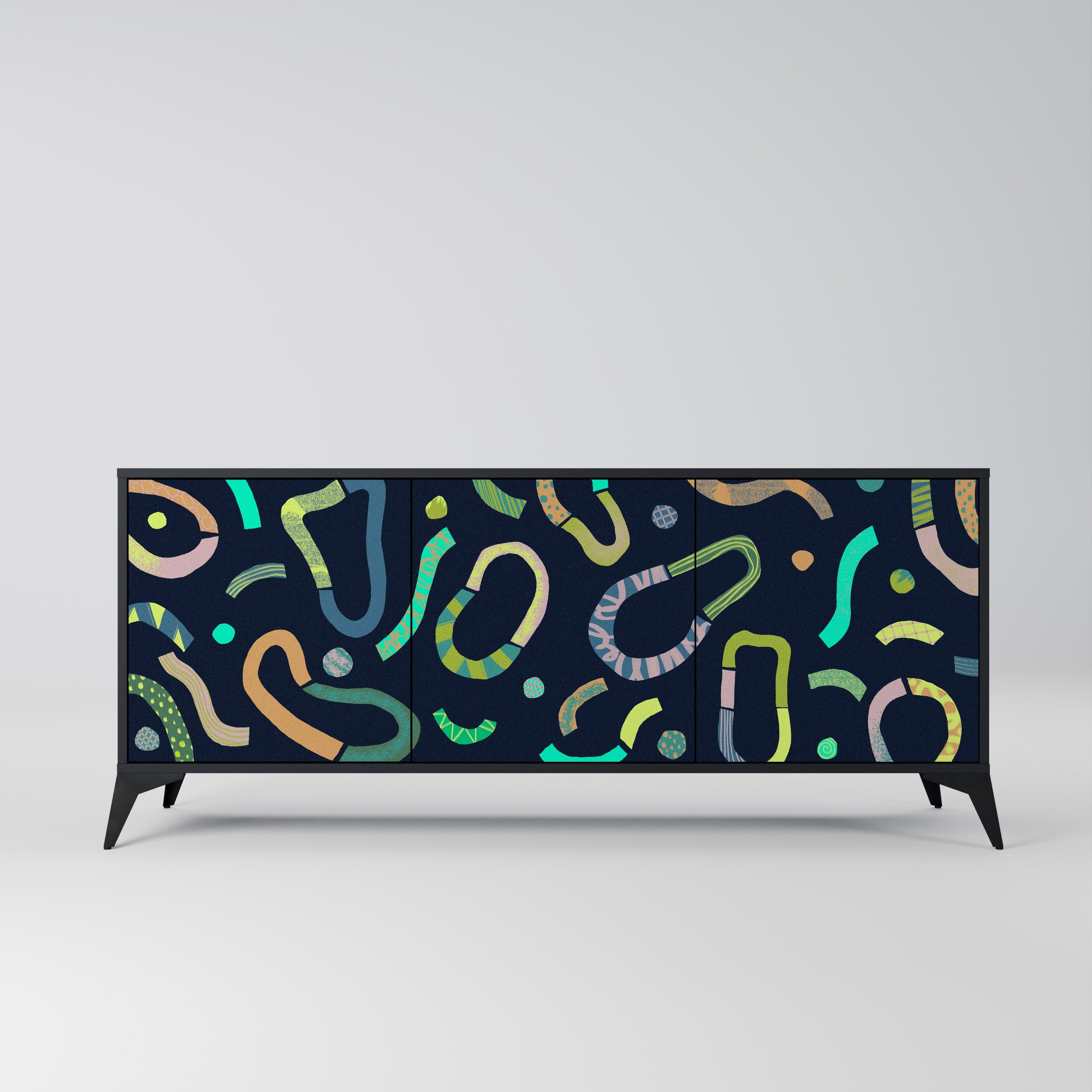 CONTRAST DANCE 3-Door Sideboard in Black Finish