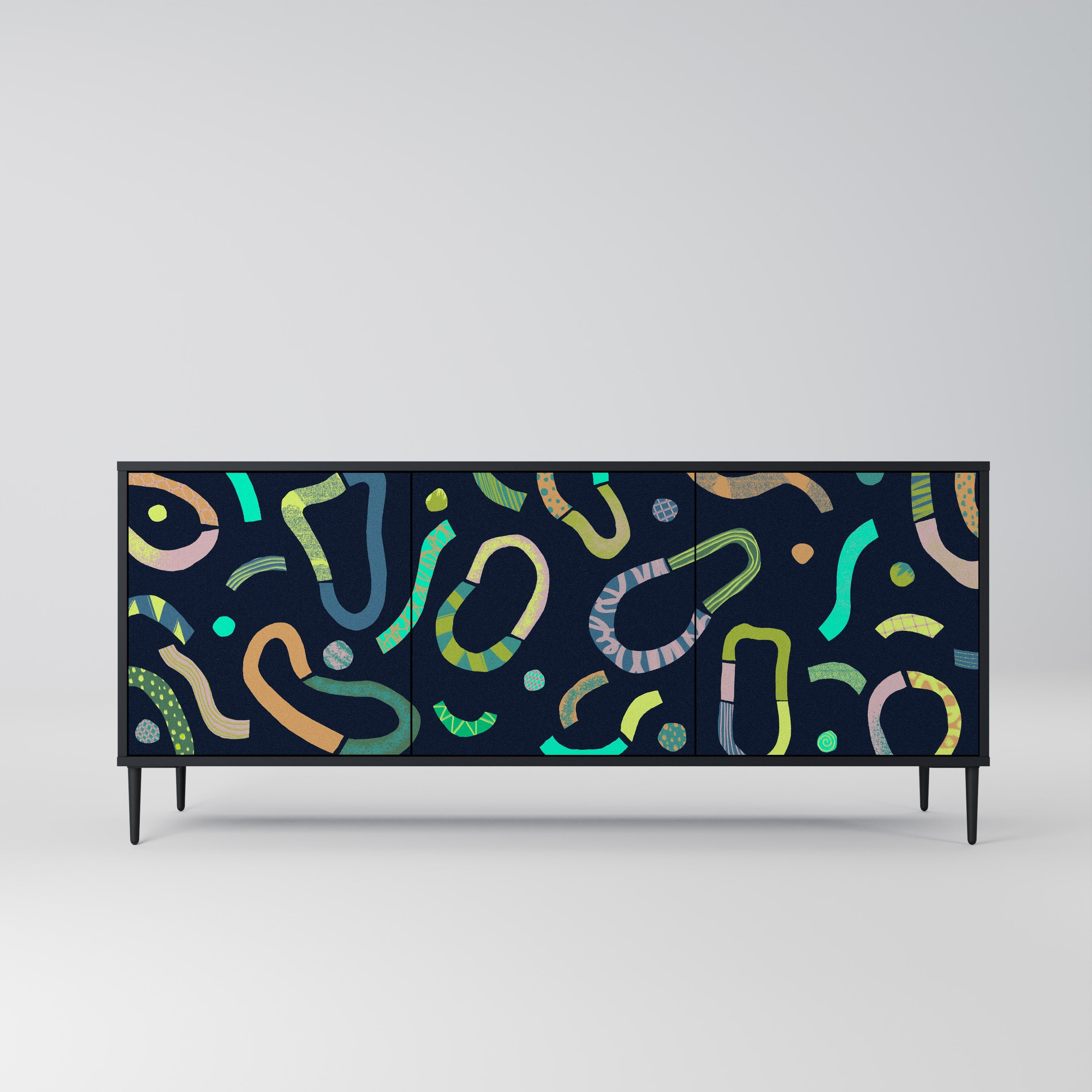 CONTRAST DANCE 3-Door Sideboard in Black Finish