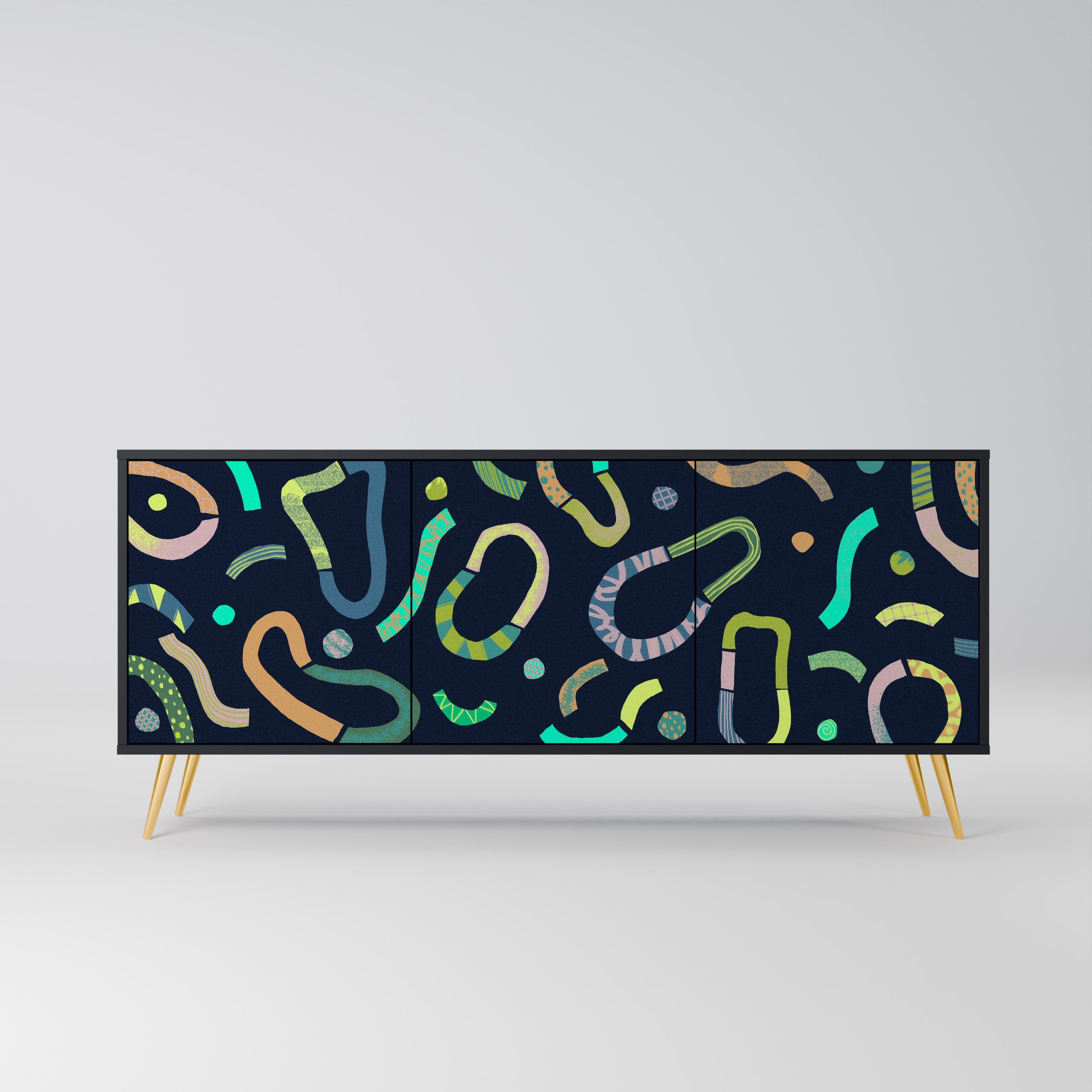 CONTRAST DANCE 3-Door Sideboard in Black Finish