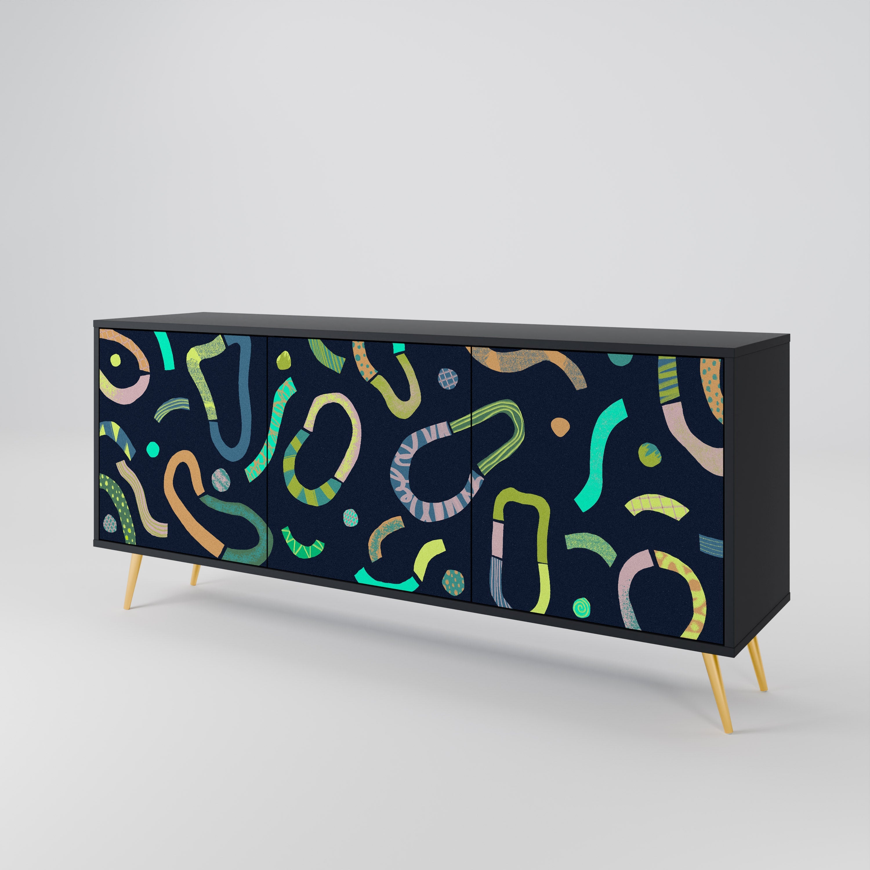 CONTRAST DANCE 3-Door Sideboard in Black Finish