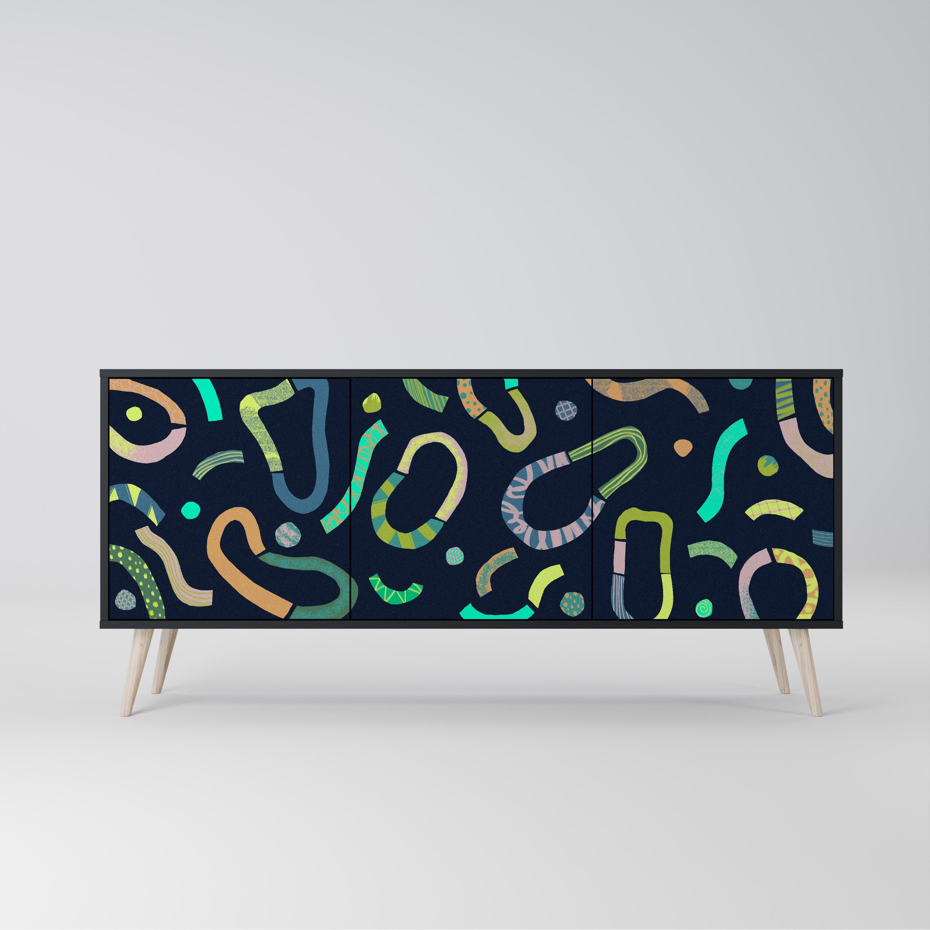 CONTRAST DANCE 3-Door Sideboard in Black Finish