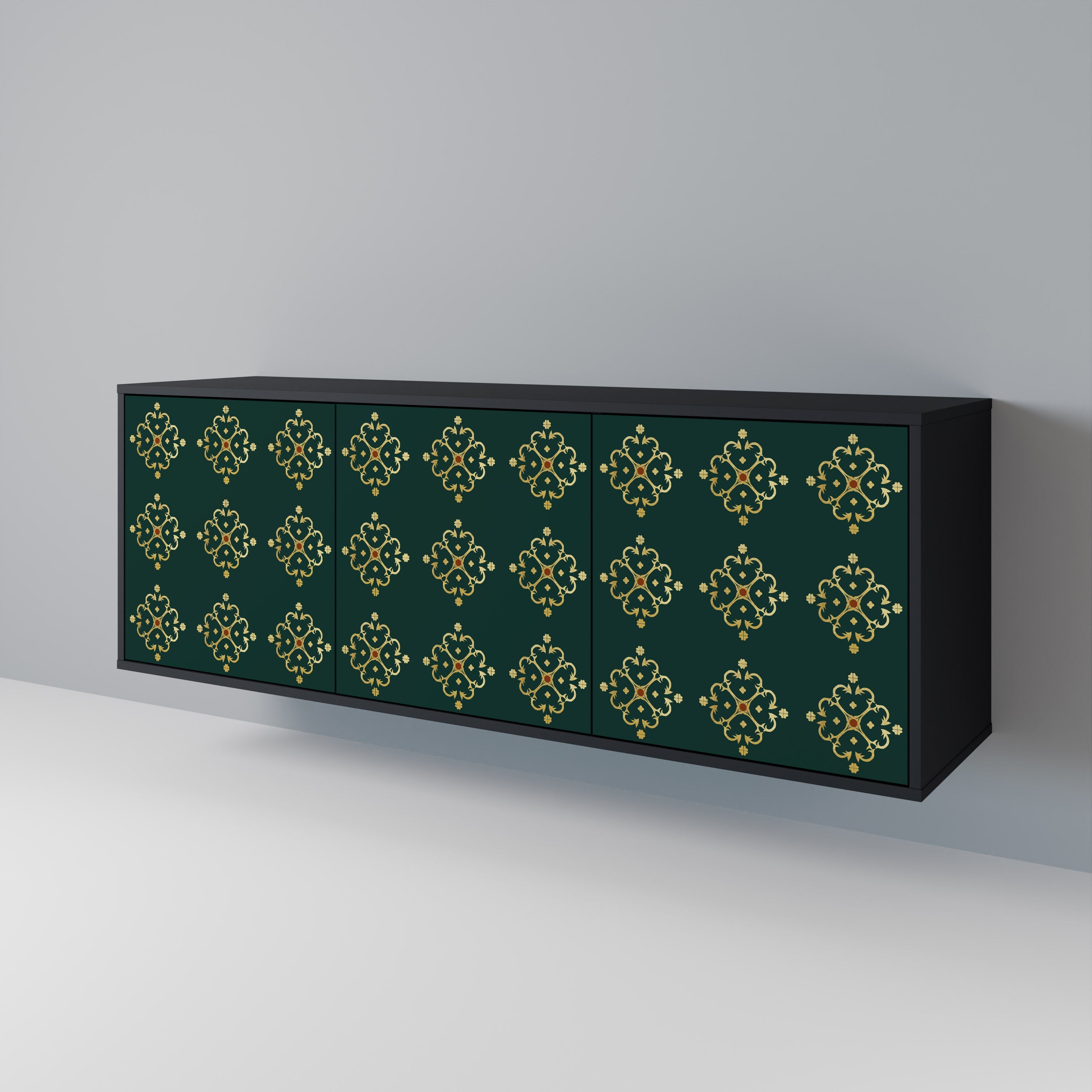 ROYAL MEDALLION 3-Door Sideboard in Black Finish