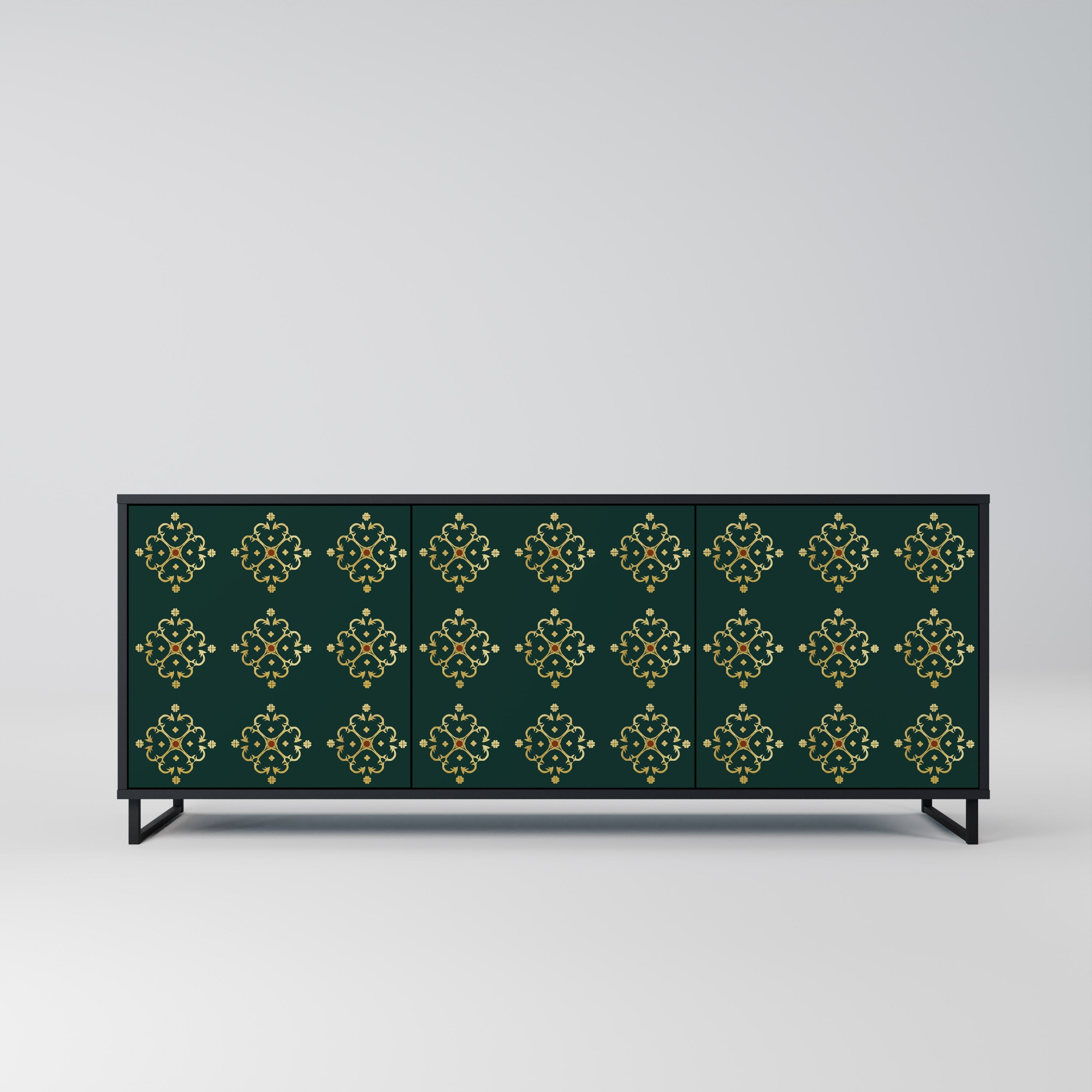 ROYAL MEDALLION 3-Door Sideboard in Black Finish