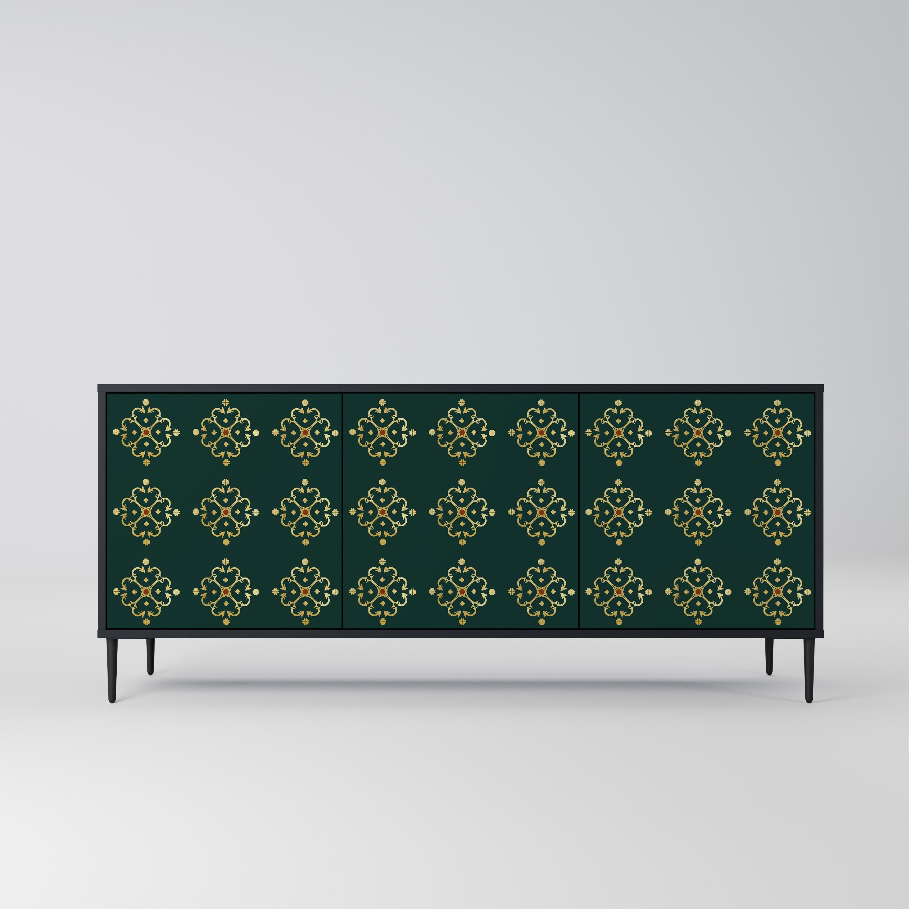ROYAL MEDALLION 3-Door Sideboard in Black Finish