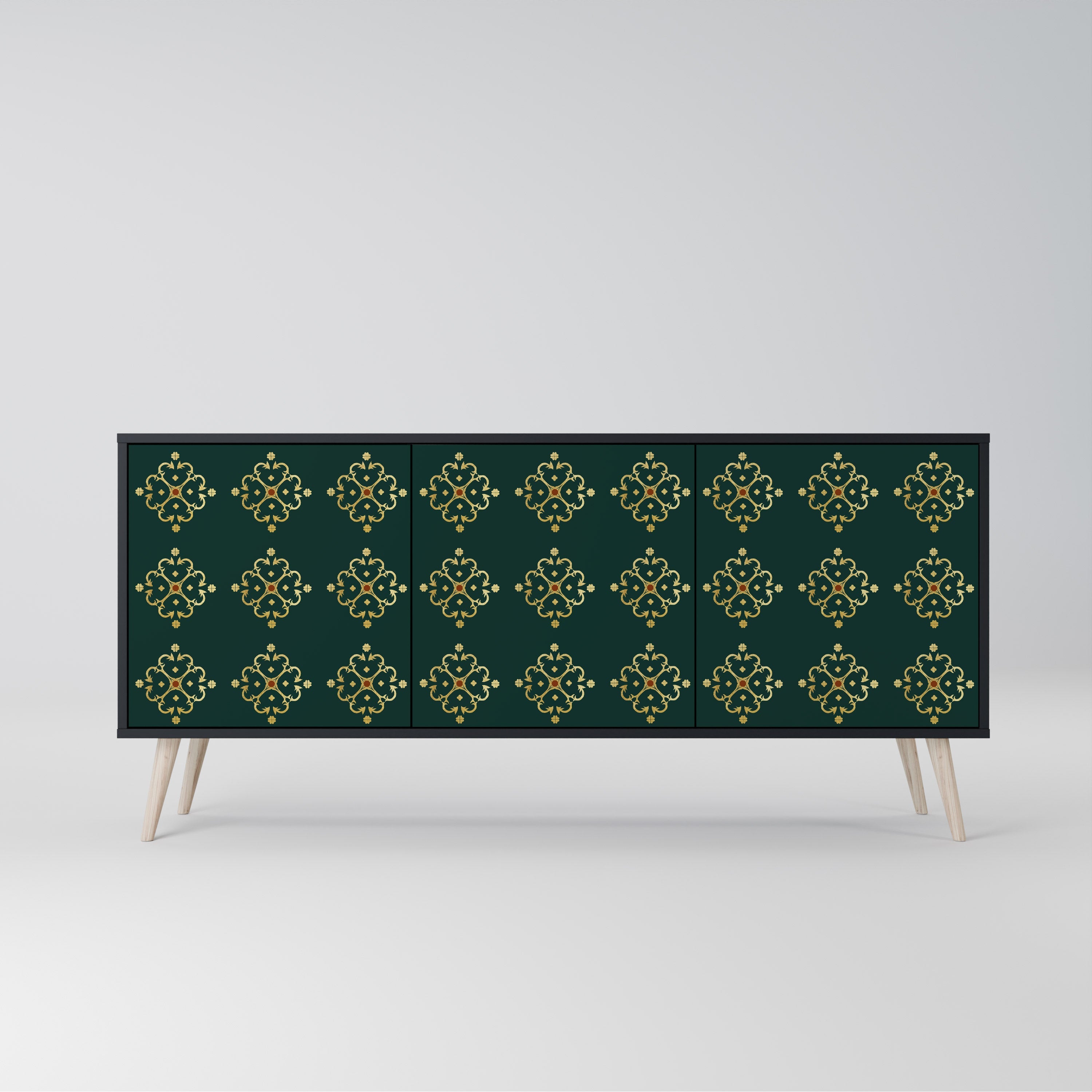 ROYAL MEDALLION 3-Door Sideboard in Black Finish