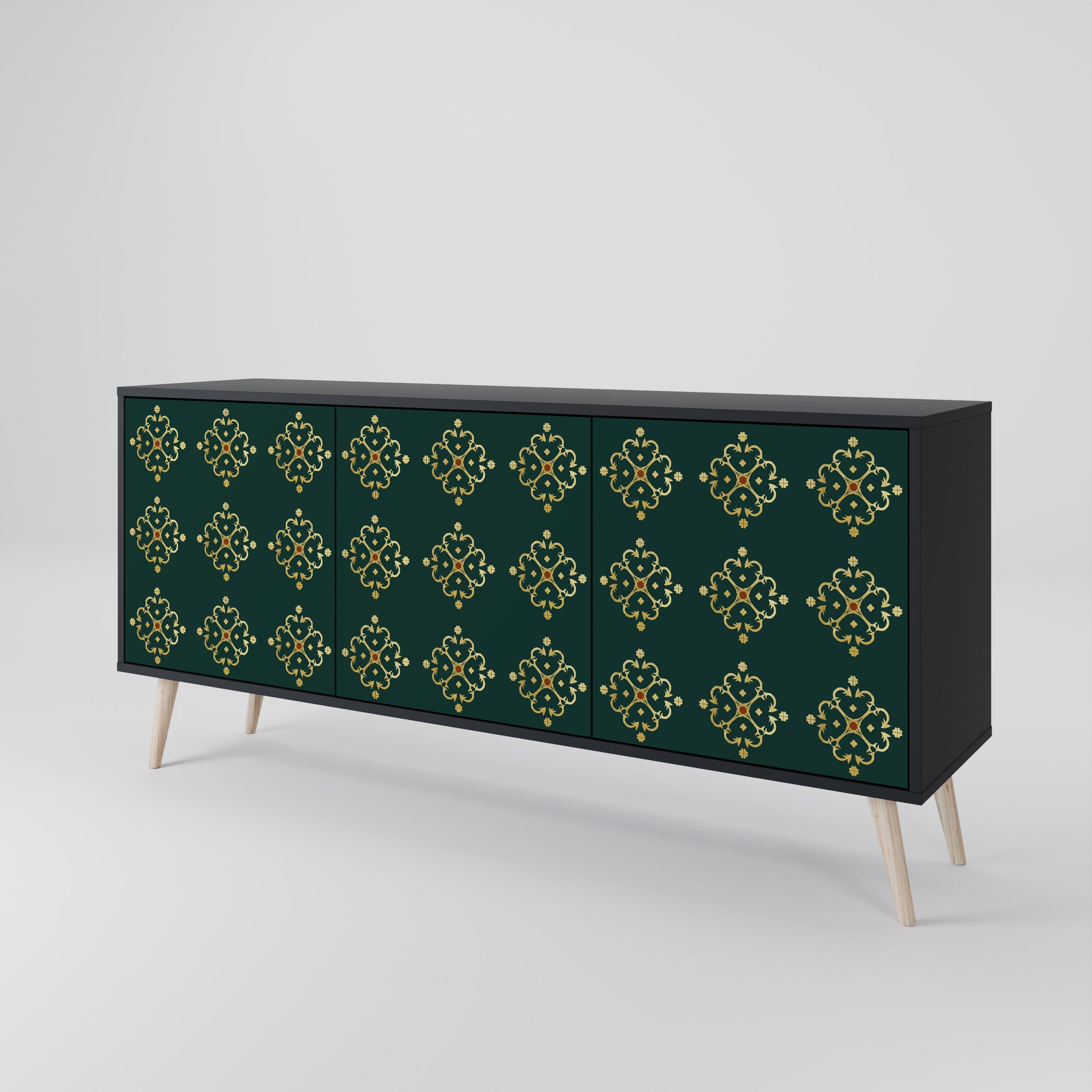 ROYAL MEDALLION 3-Door Sideboard in Black Finish
